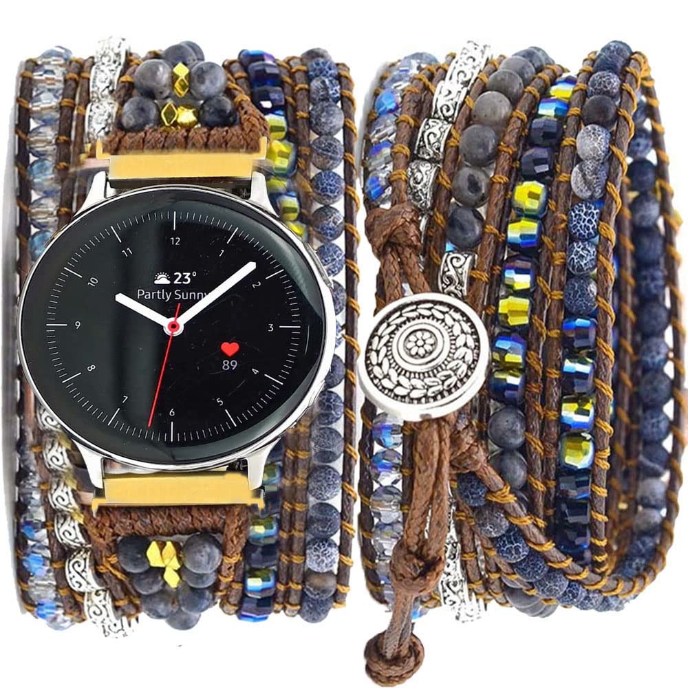 Samsung Galaxy Watch 6/5/4 Band - 20mm Boho Beaded Strap for Women & Men | Yoga & Meditation Accessory