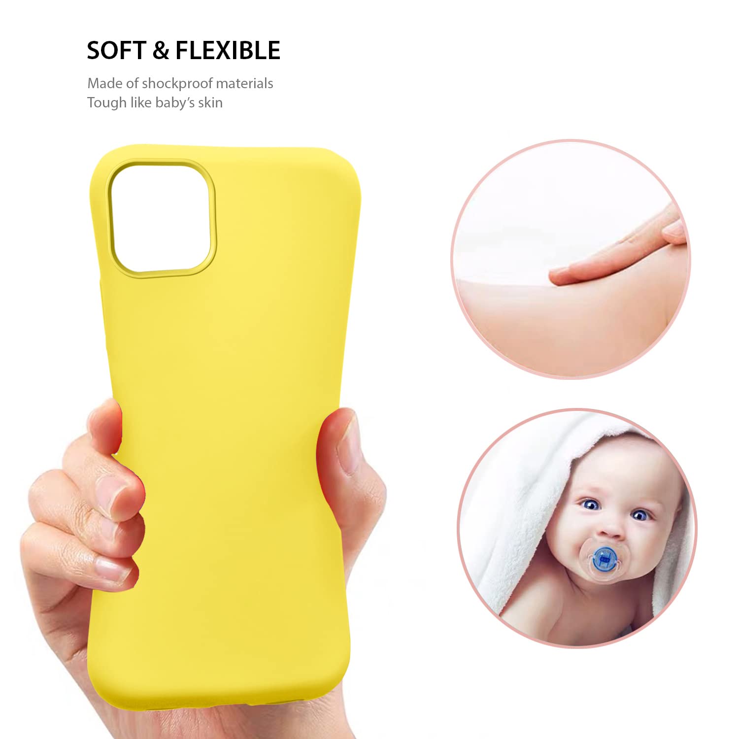 ZUSLAB Ultra-Thin Liquid Silicone Case for iPhone 12 Pro Max - Shockproof Soft Protective Cover (Yellow) | Perfect for Everyday Use, Travel & Outdoor Activities