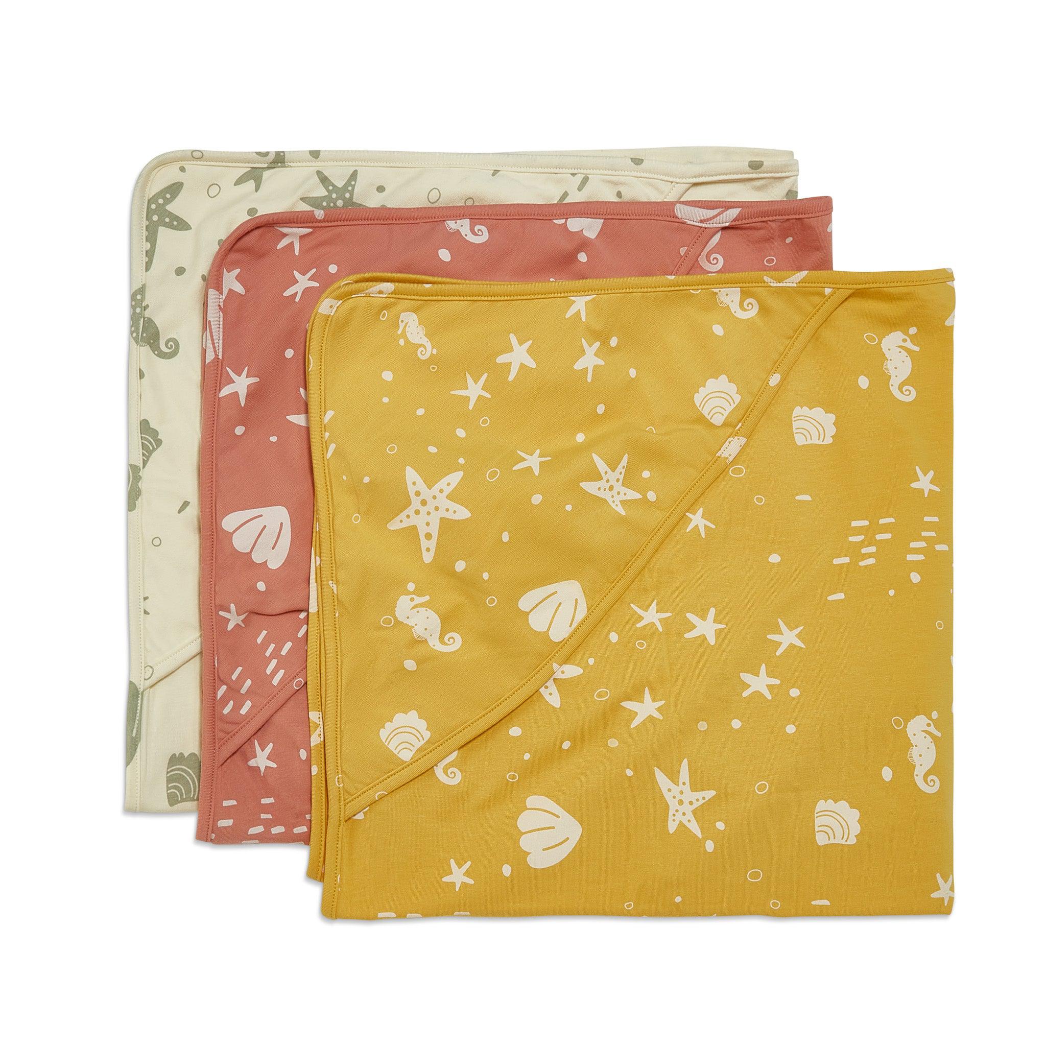 Organic Coral Rose Seashells Print Receiving Blanket - Soft Baby Swaddle Blanket for Newborns, Infants & Toddlers - Perfect for Nursery, Photo Shoots & Gift Giving