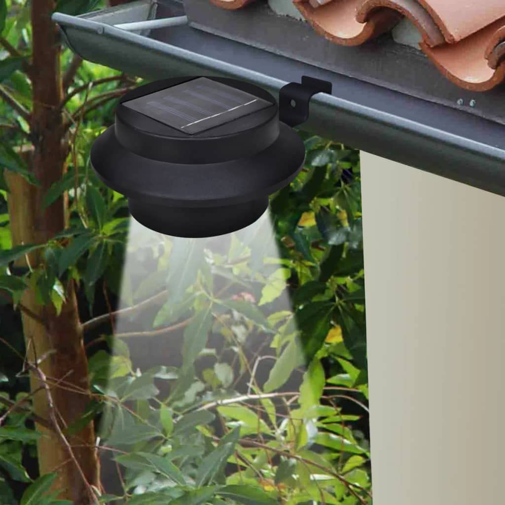 SKM Outdoor Solar Lights Set of 6 - Waterproof Black Fence & Gutter Lights for Garden, Pathway, Yard, Patio Decoration - Solar Powered LED Landscape Lighting