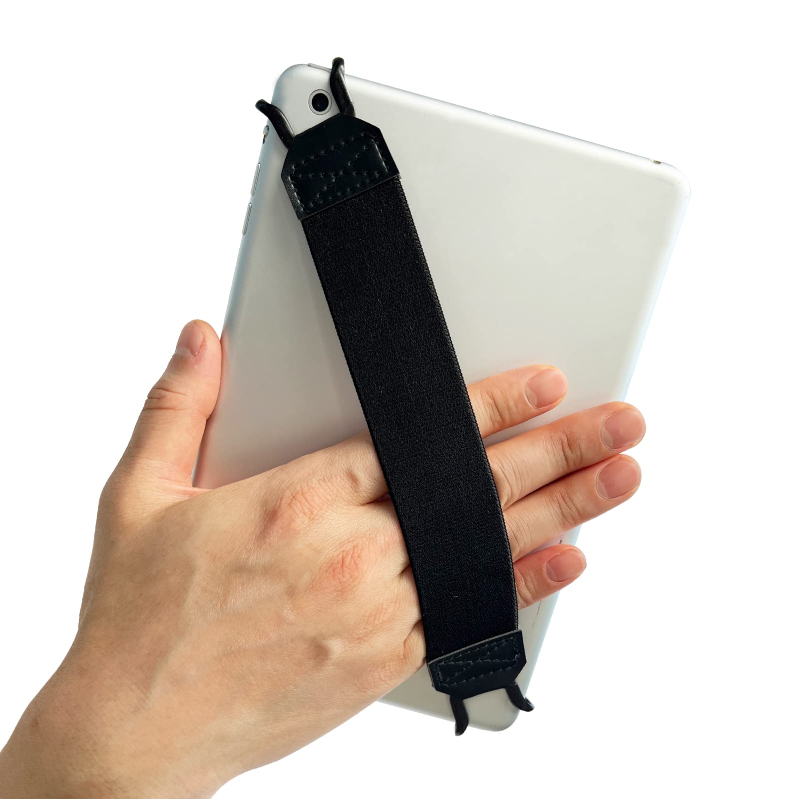 EGO Security Hand-Strap for 9-10 Inch Tablets - Compatible with iPad Pro/Air, Kindle Fire HD, Samsung Galaxy Tab, Lenovo Tab (Black) | High-Elasticity Lightweight Finger Grip Holder | Perfect for Reading, Gaming & Travel Use