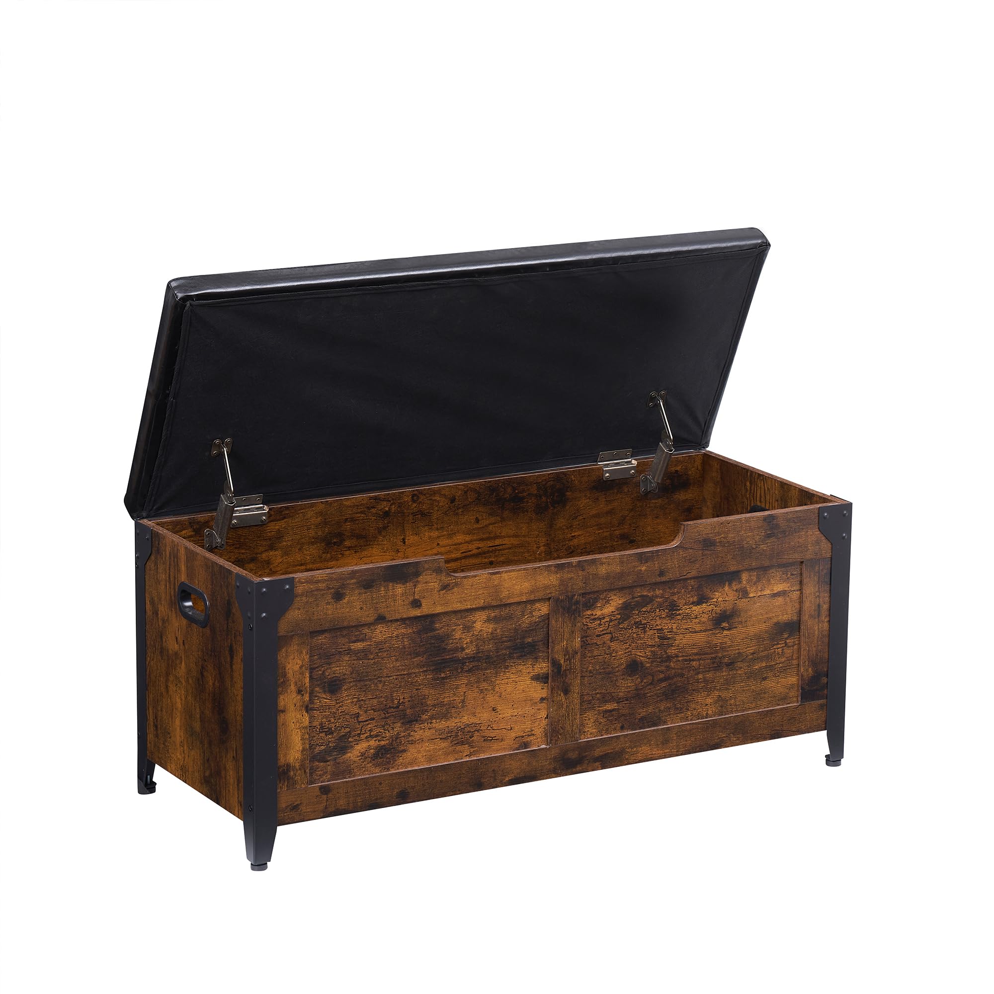 Vintage Wooden Storage Bench with Seat - Farmhouse Entryway Storage Chest with 2 Safety Hinges for Bedroom, Living Room, Hallway | Multi-Functional Storage & Seating Solution for Home Décor