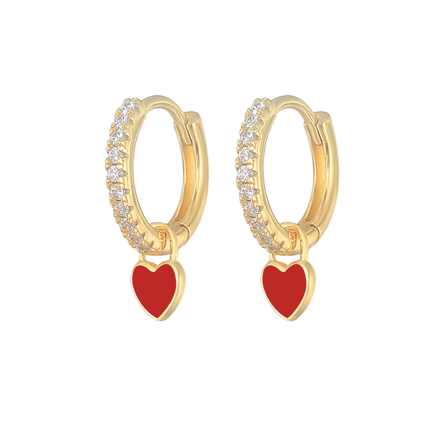 Colorful Enamel Heart Charm Drop Earrings for Women - Dainty Valentine's Day Gift, Date Night Jewelry, Bridesmaid Accessories