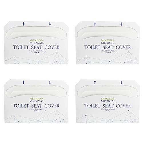 **MonMed Flushable Disposable Toilet Seat Covers - 1000 Pack, 14x16 Inch, 1/2 Fold, White - Hygienic Travel & Public Restroom Essentials**