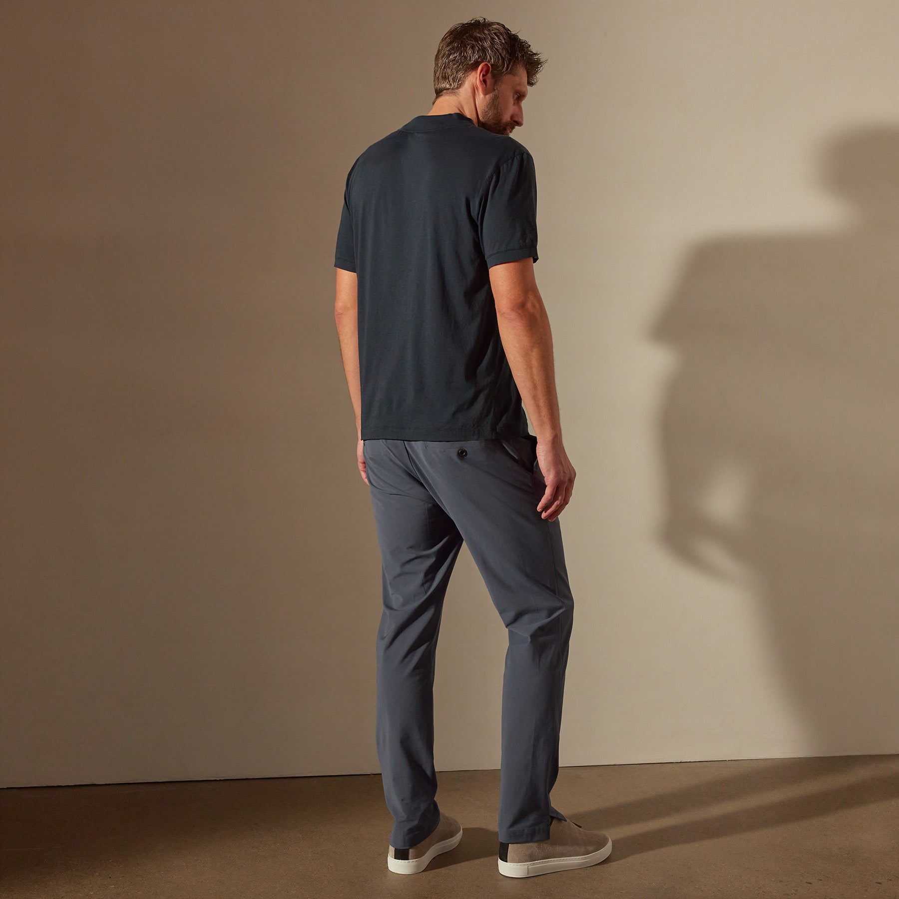 Luxe Lotus Jersey Polo Shirt for Men - Soft Breathable French Navy Casual Wear - Perfect for Office, Golf & Weekend Outings