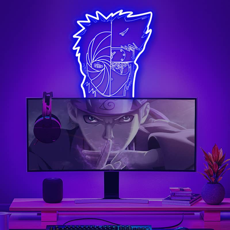 Naruto Anime Neon Sign - Handmade 3D LED Light with Uchiha Obito & Hatake Kakashi Design | Japanese Manga Night Lamp for Bedroom Wall Decor | Perfect Gift for Anime Fans & Birthday Presents (20 Inch) - Ideal for Game Rooms, Themed Parties & Otaku Collections