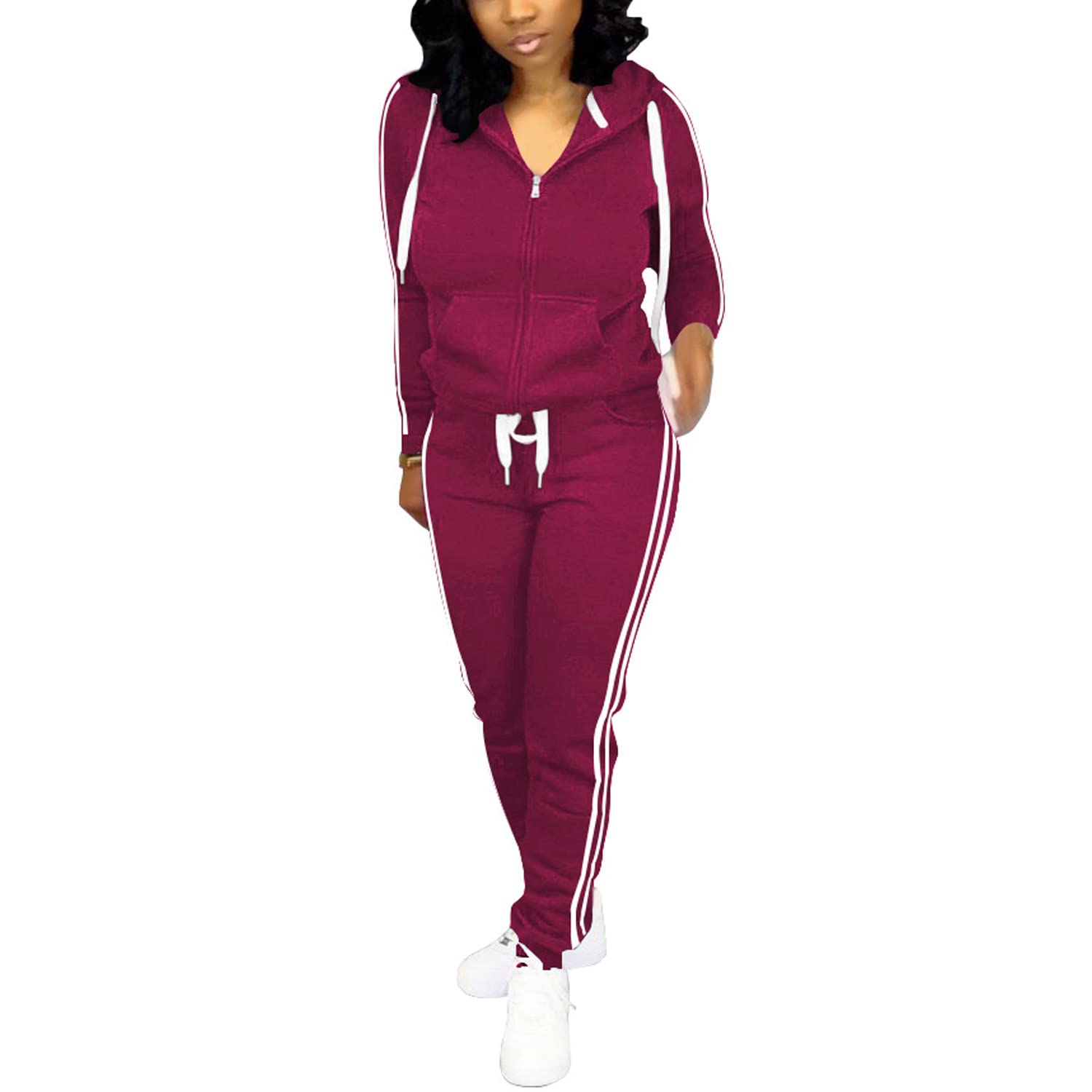 Women's Casual Two Piece Tracksuit Outfit - Comfortable Lounge Wear & Street Style Fashion | Perfect for Yoga, Running Errands, and Weekend Relaxation