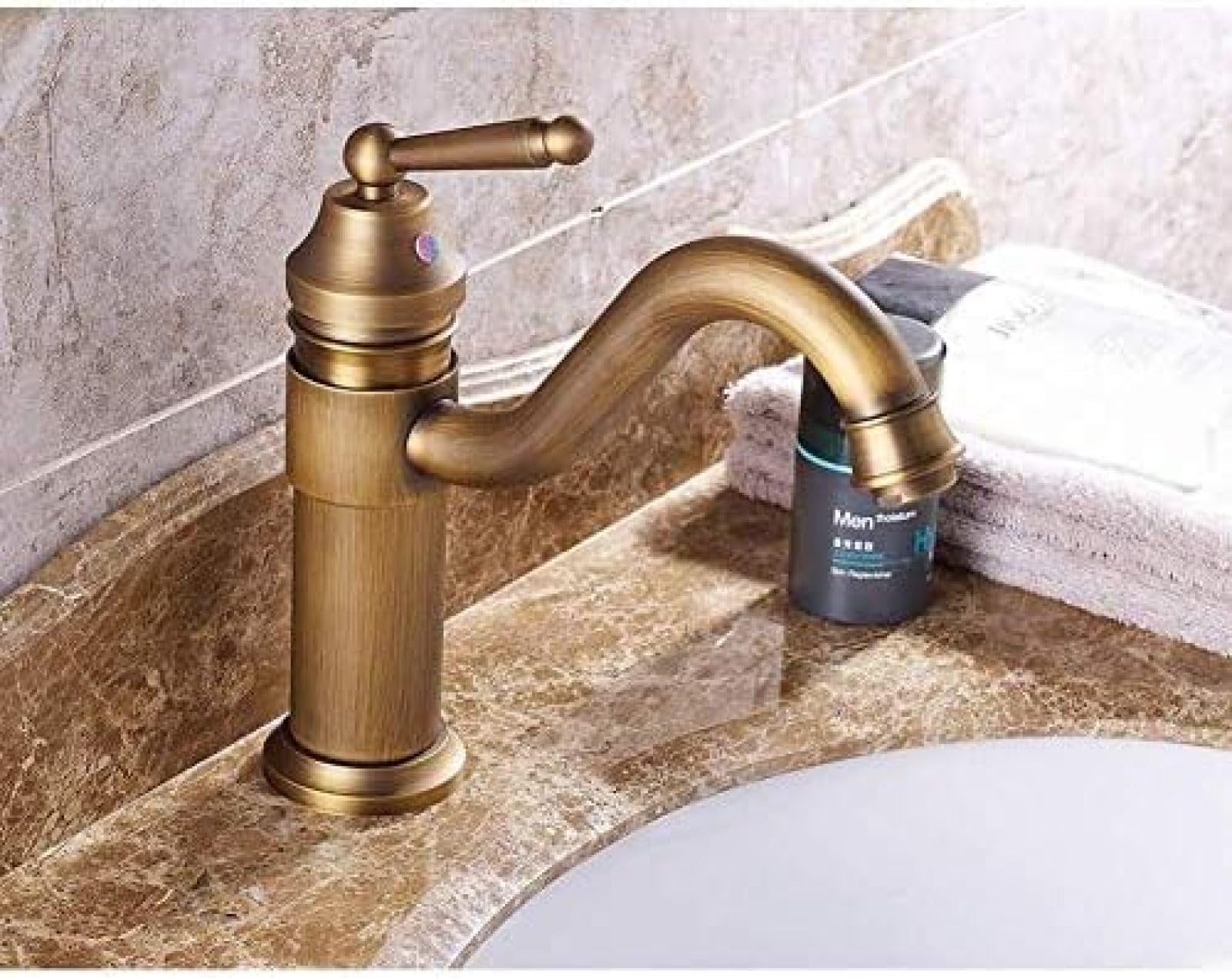 CRJUS Single Hole Kitchen Faucet - Brass Rotary Mixer Tap for Sink, Bathroom & Laundry | Durable & Stylish Design for Modern Homes | Perfect for Cooking, Washing & Cleaning Tasks