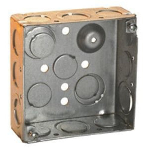 4 Inch Square Steel Conduit Box - Heavy Duty Electrical Junction Box for Wiring & Conduit Connections - Ideal for Commercial & Industrial Electrical Installations