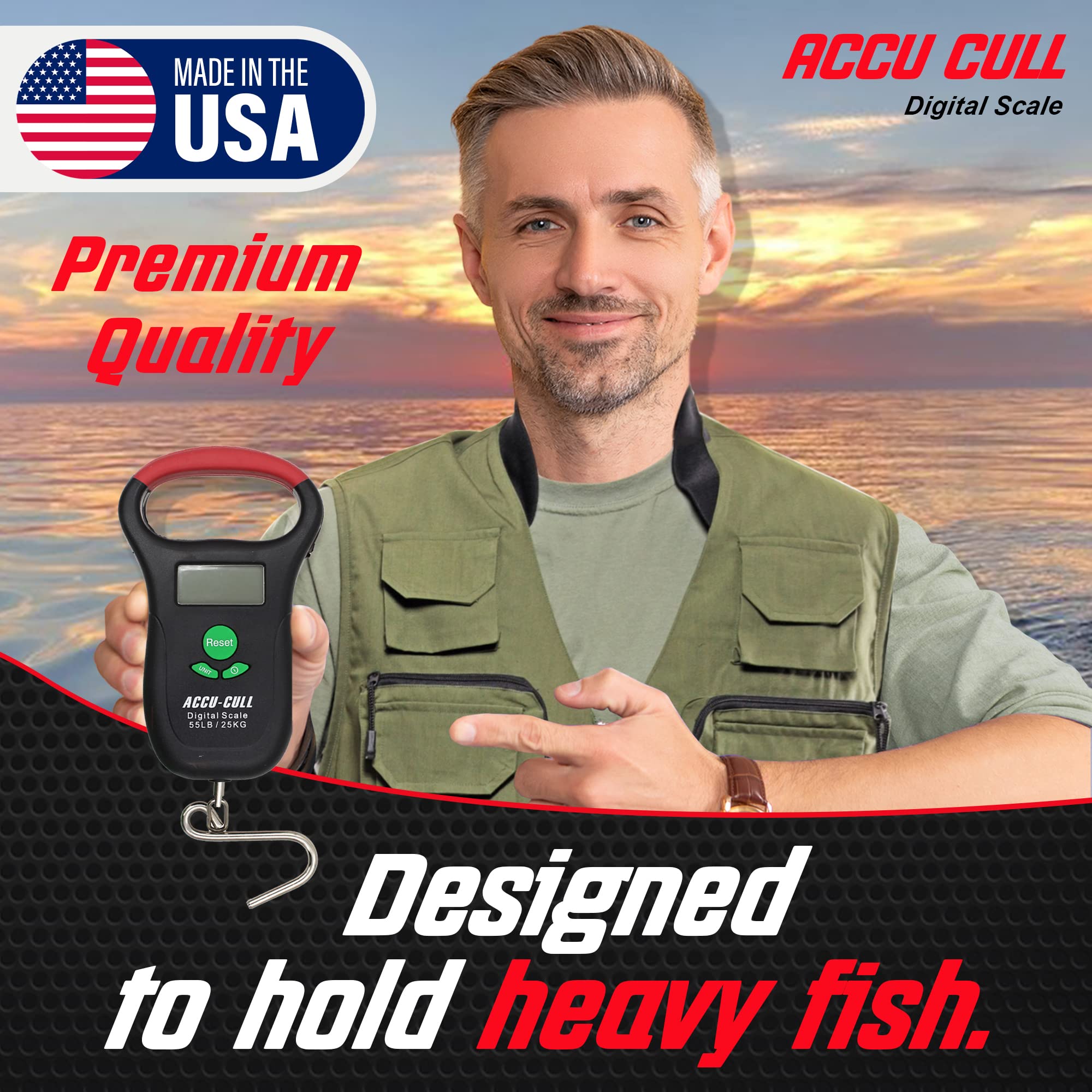 **Accu Cull Digital Fish Scale - Portable Tournament Fishing Gear for Bass & Freshwater Fishing - Best Fishing Gifts for Men - Perfect for Weighing Catch in Tournaments, Lakes & Outdoor Adventures**