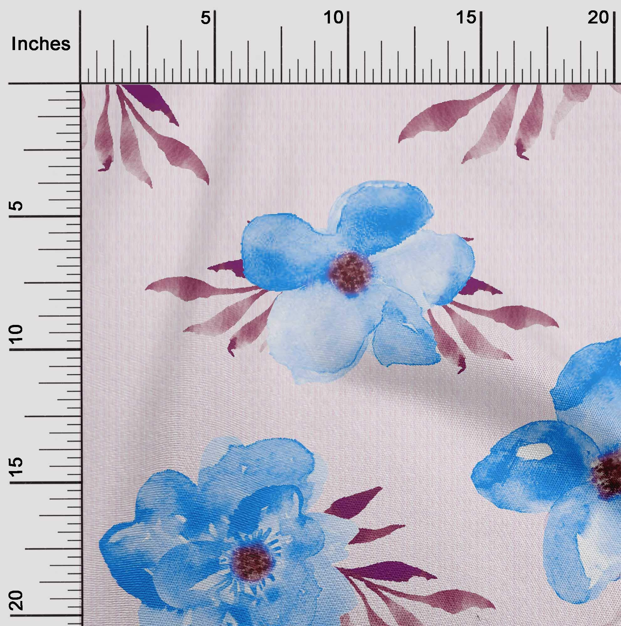 oneOone Silk Tabby Fabric - Watercolor Leaves & Floral Print Fabric by the Yard (42