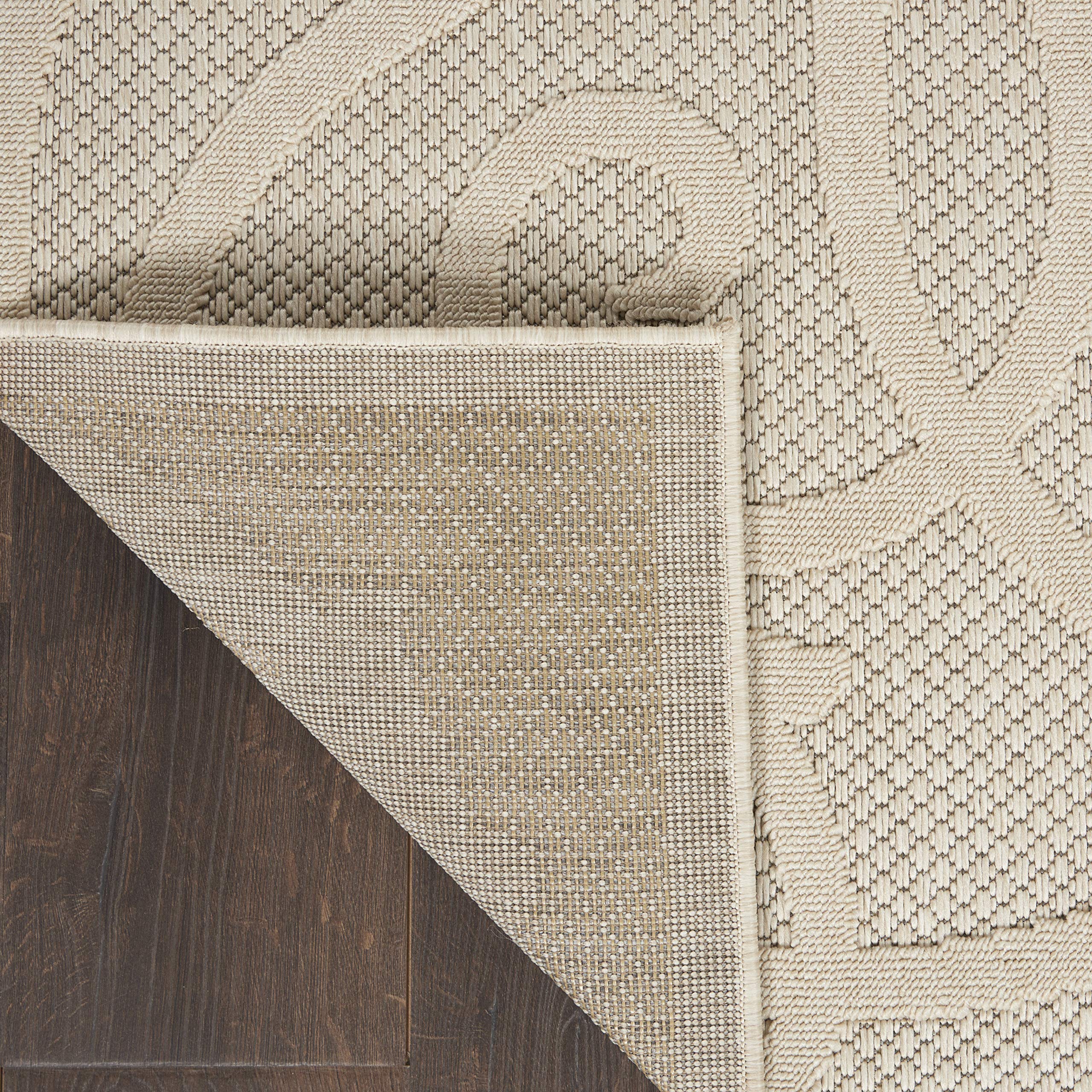 Nourison Palamos 4' x 6' Indoor/Outdoor Area Rug in Cream - Easy to Clean, Non-Shedding for Bedroom, Living Room, Dining Room - Perfect for Backyard, Deck & Patio Use