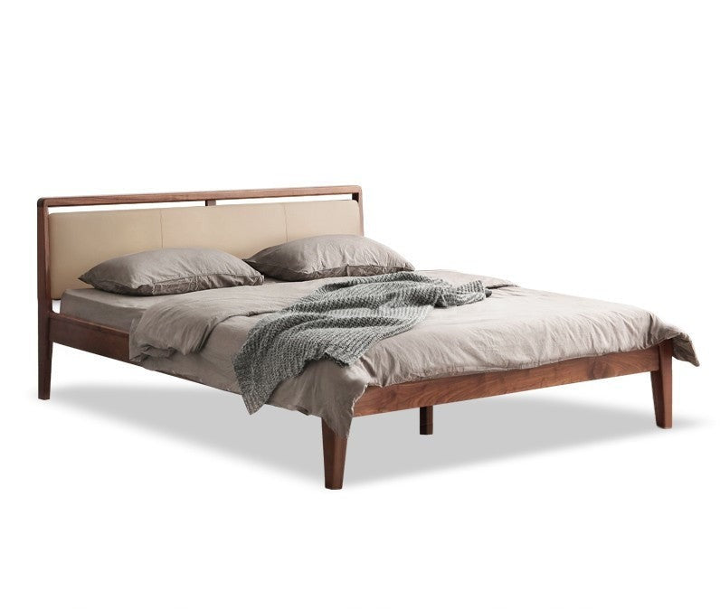 Premium Black Walnut Solid Wood Bed Frame - Queen Size, Natural Wood Grain, Sturdy & Durable - Perfect for Master Bedroom, Guest Room & Modern Farmhouse Decor