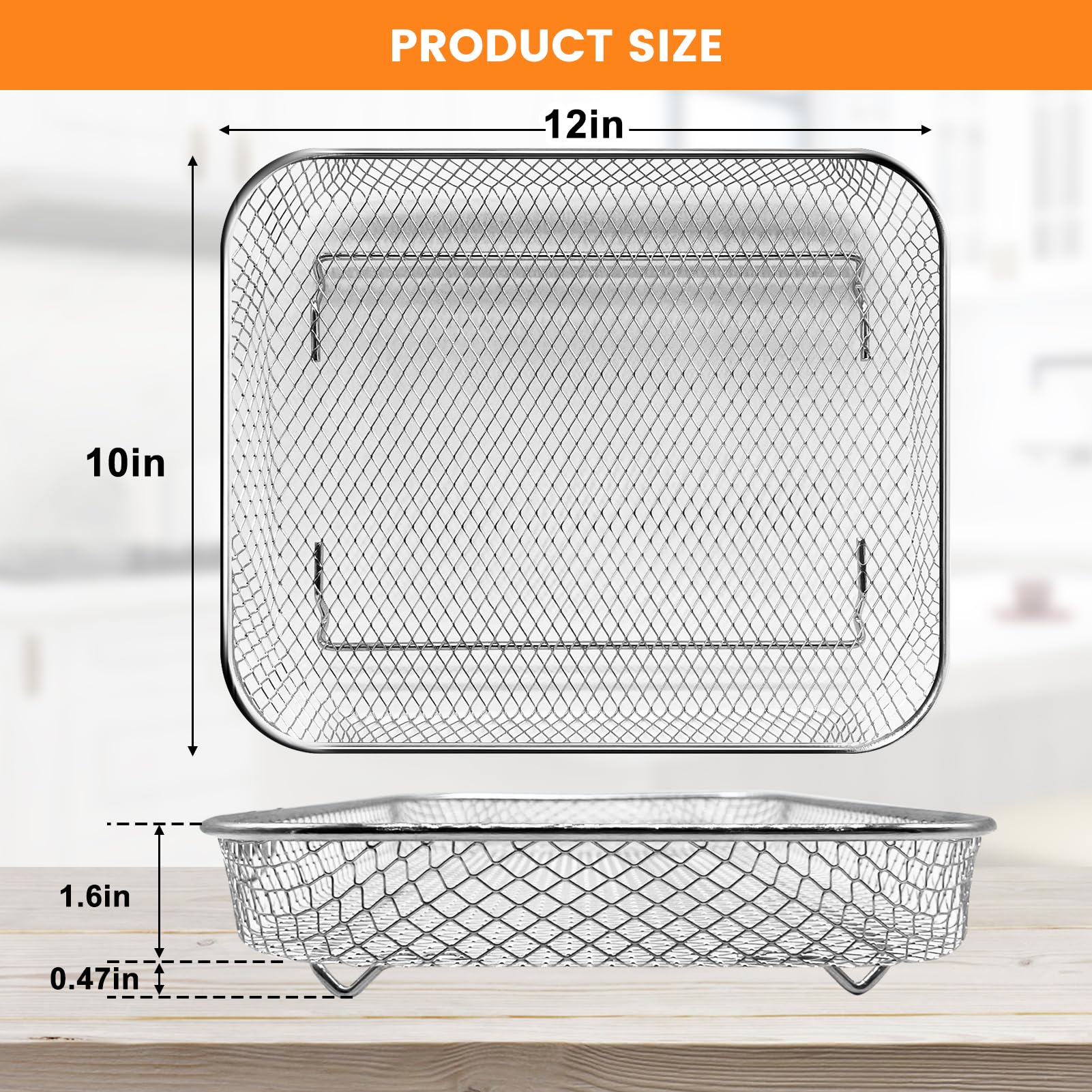 Non-Stick Air Fryer Basket Replacement for NuWave Bravo XL Air Fryer Toaster Smart Oven - 11.7