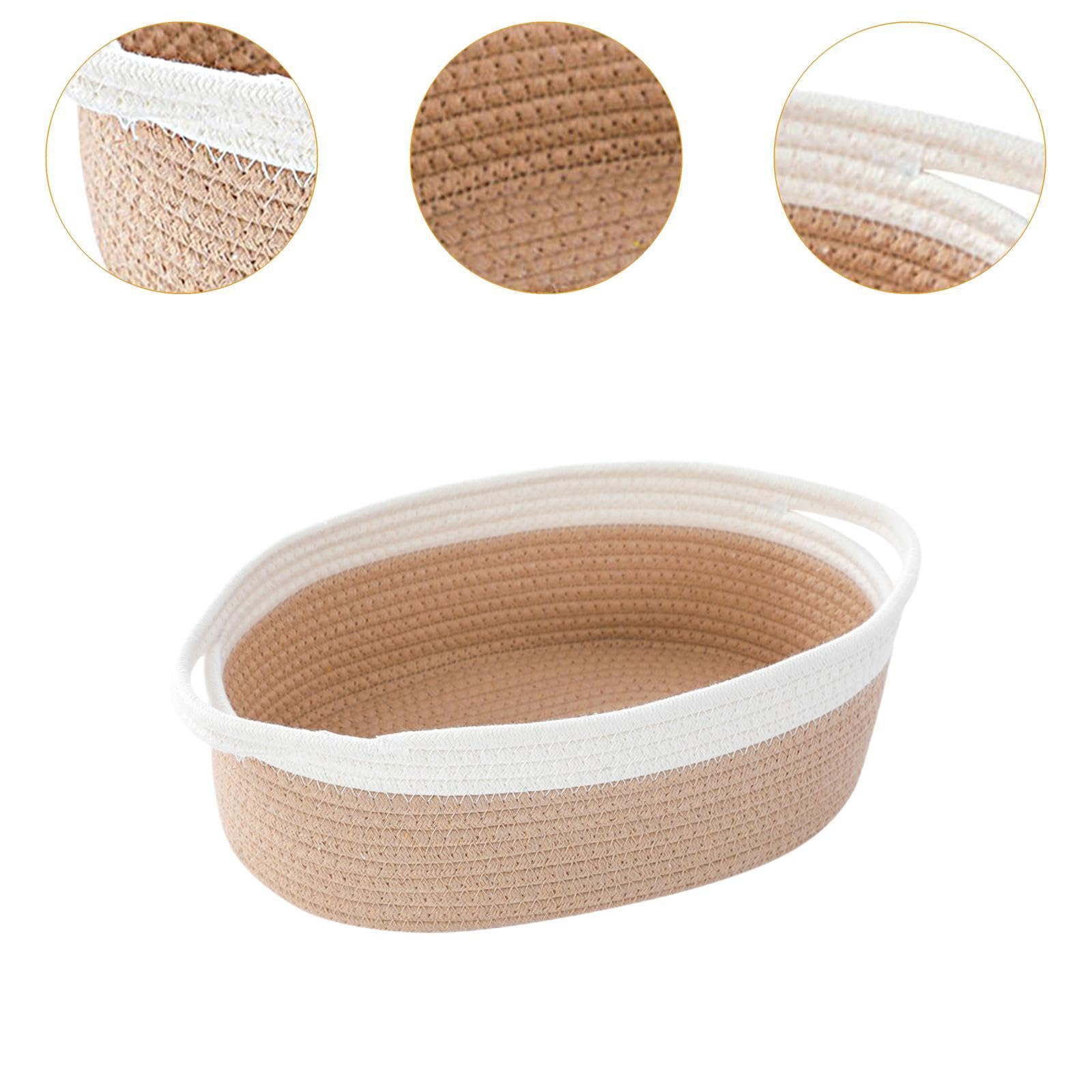 Bestga Cotton Rope Woven Basket with Handle - 30x20x12.5cm Sturdy Decorative Storage Basket for Baby Nursery, Laundry, Towels & Snacks - White & Yellow Home Organization Gift