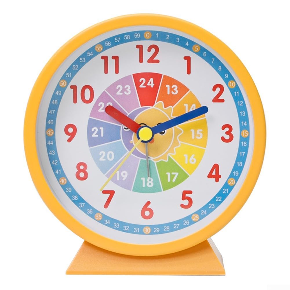 Colorful Kids Learning Clock - Silent Analog Wall Clock for Teaching Time to Children - Perfect for Classrooms, Bedrooms & Playrooms (Orange)