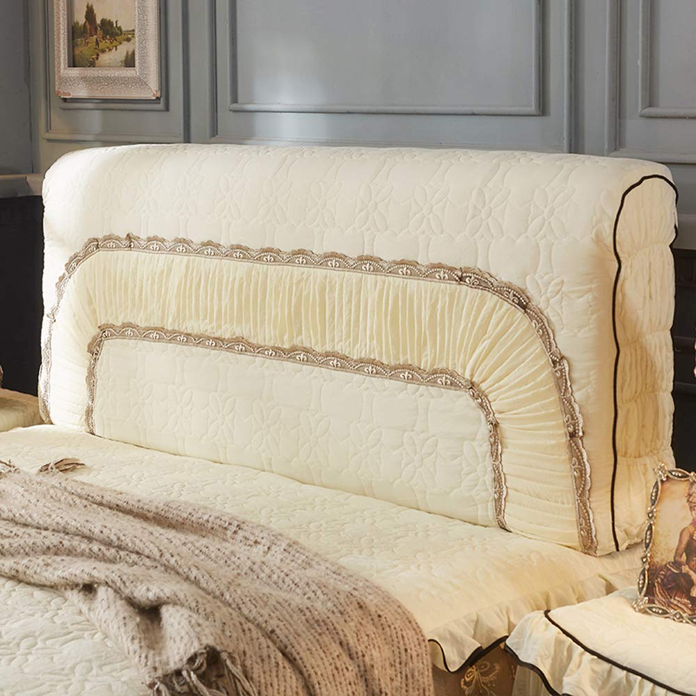 Queen Size Beige Stretchable Dustproof Bed Headboard Slipcover Protector - Thickened Fabric for Bedroom Decor & Headboard Protection | Perfect for Home, Hotel, and Dorm Room Use