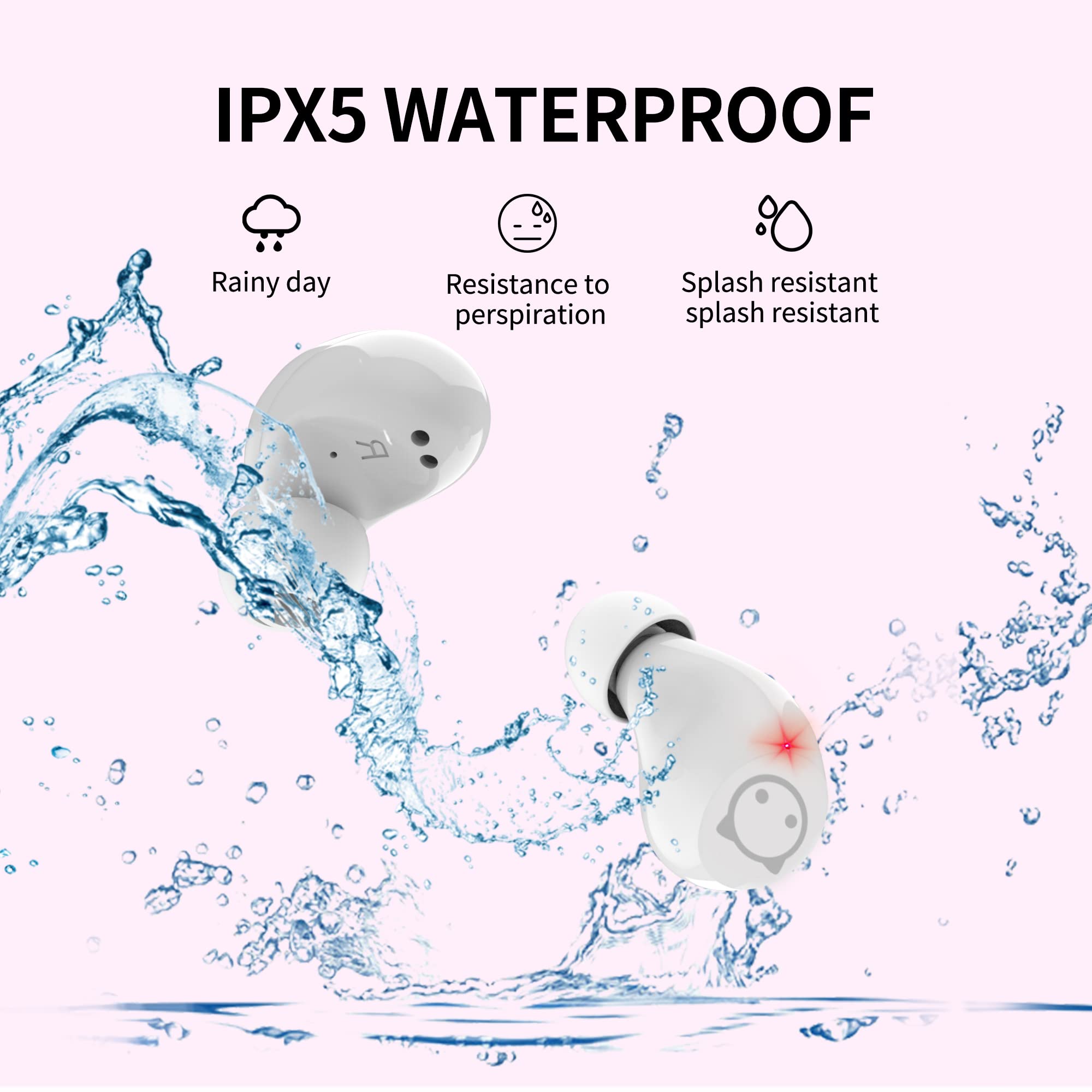 Wireless Earbuds Bluetooth 5.0 - Cute Panda Design with Built-in Mic, IPX5 Waterproof, 36H Playtime & HiFi Stereo Bass - Perfect for Sports, Workouts & Daily Use