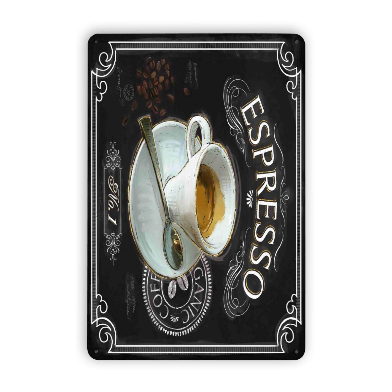 Vintage Espresso Metal Sign - Café Wall Decor for Bar & Bookstore