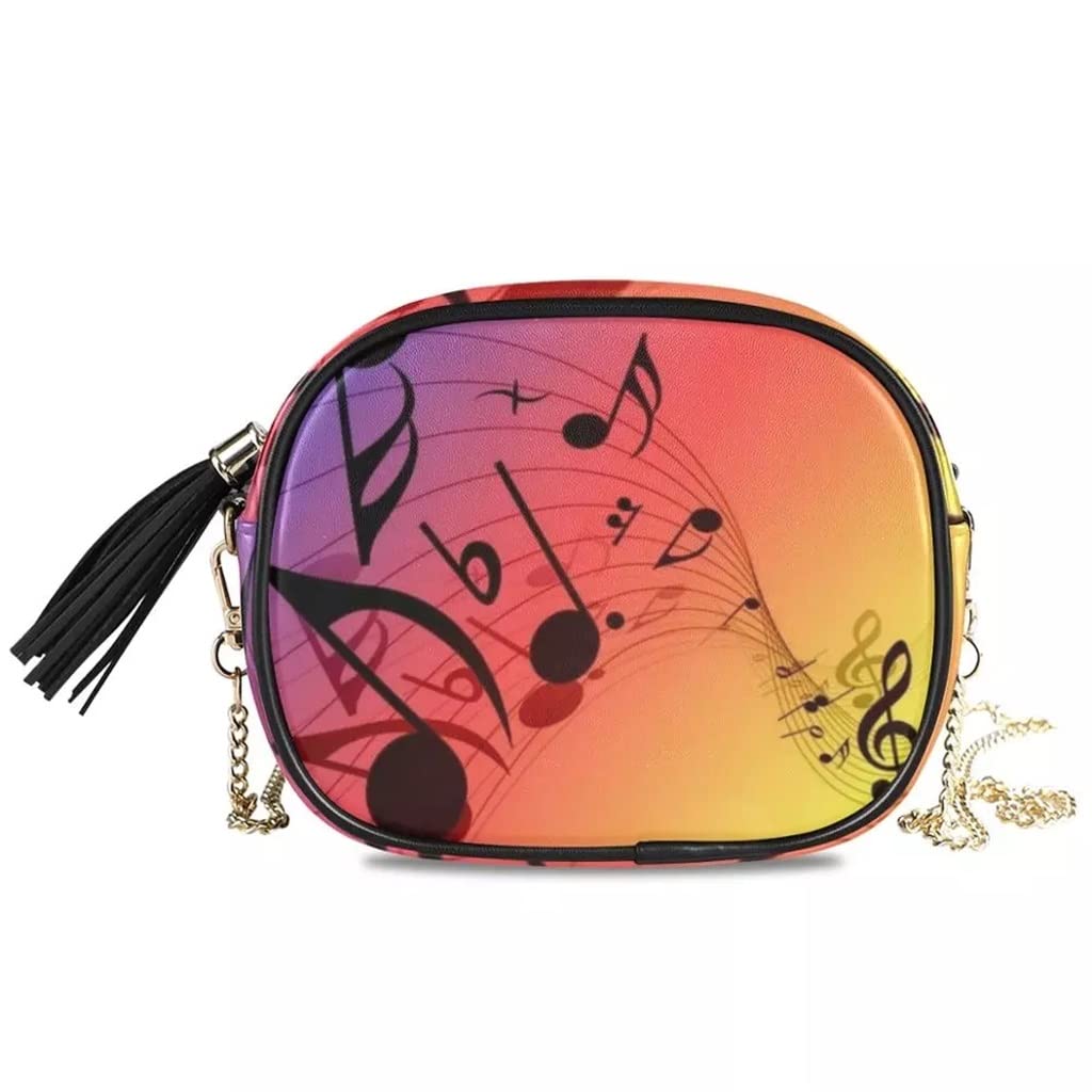 JYDQM Small Square Crossbody Bag for Women - Mini Piano Print PU Leather Shoulder Bag with Chain Strap - Perfect for Music Lovers, Concerts, and Daily Use