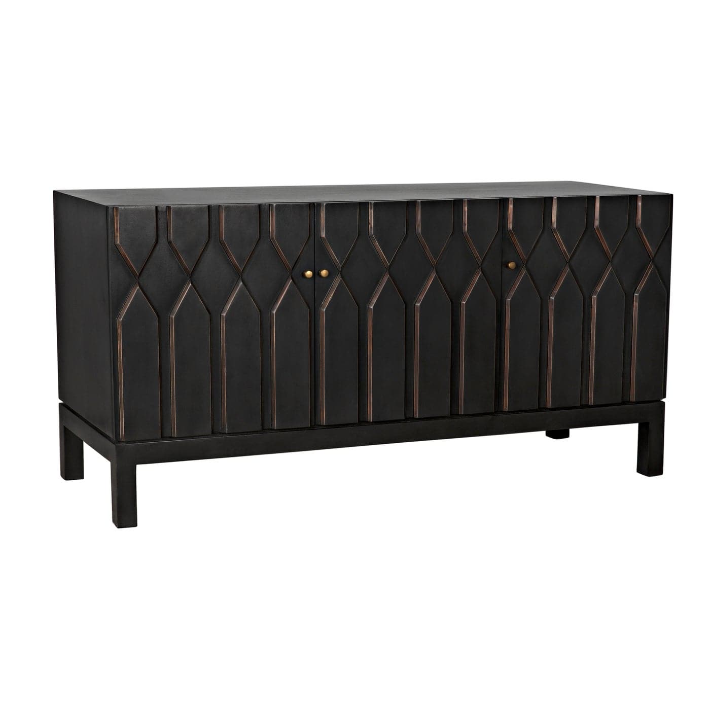 Anubis Sideboard - Pale Rubbed Oak Wood Buffet Cabinet with 3 Drawers & 2 Doors - Perfect for Dining Room Storage & Living Room Organization