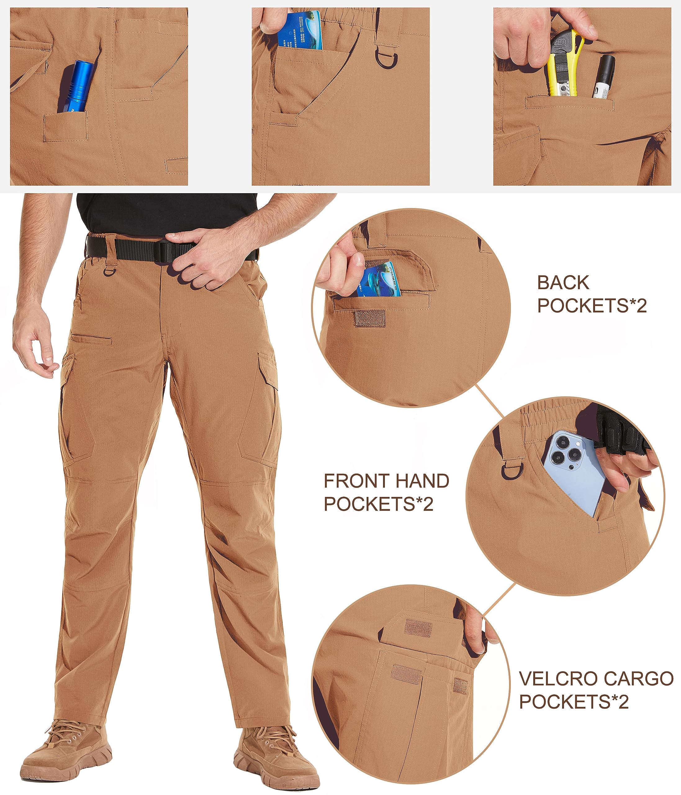 NATUVENIX Men's Tactical Cargo Pants - Water Resistant Hiking & Outdoor Work Pants with Ripstop Fabric - Lightweight Durable for Camping, Hunting & Military Use