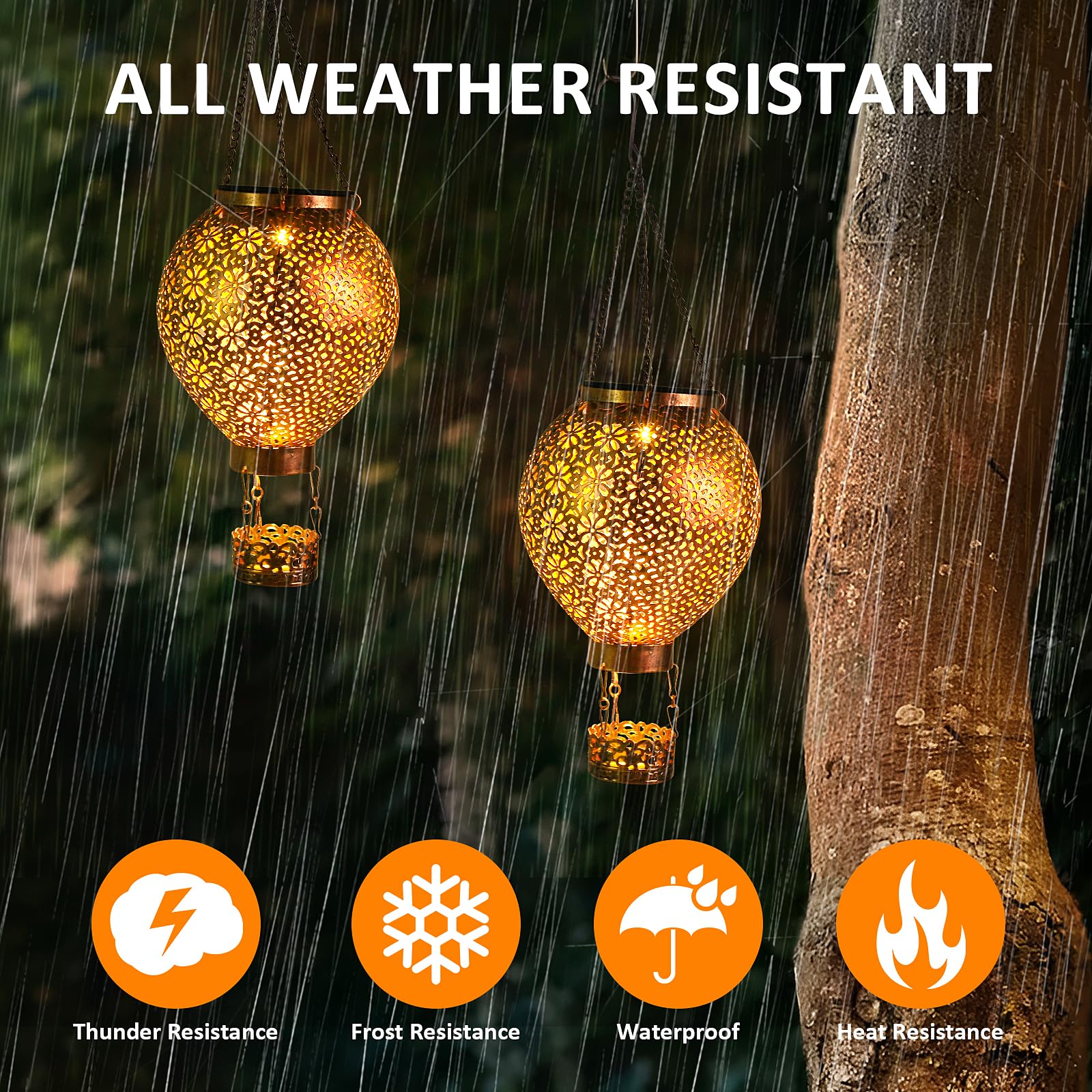 Blumacht Solar Lantern Outdoor Hanging Waterproof Decorative Metal Solar Light for Garden, Patio, Yard, Porch - Perfect for Evening Gatherings, Wedding Decor & Pathway Lighting