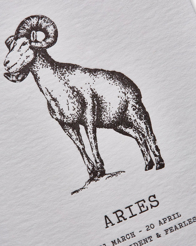 Zodiaque Moon Aries Zodiac Letterpress Greeting Card - Perfect for Birthday Wishes, Astrology Gifts & Celestial Stationery Lovers