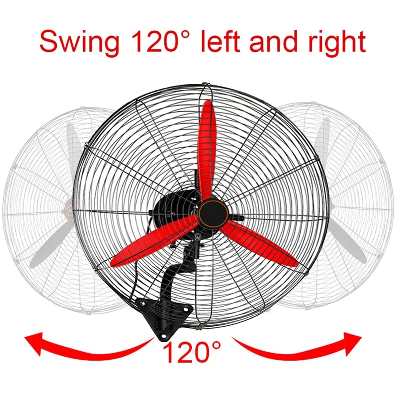 YSJX 68cm Industrial Oscillating Wall Fan - 3 Speed Adjustable Metal Wall Mount Fan for Greenhouse, Supermarket, Factory, Garage & Home Use - Powerful Cooling for Hot Summer Days (Black)