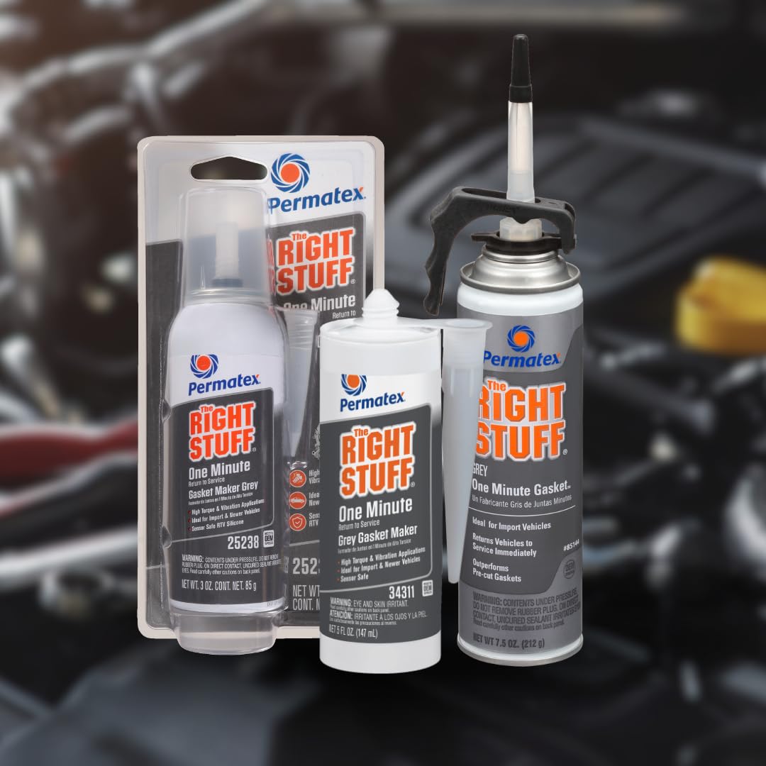Permatex 34311-6PK The Right Stuff Grey Gasket Maker, 5 oz (Pack of 6) - High-Temperature RTV Silicone Sealant for Automotive, Marine & Industrial Gasket Repair & Sealing