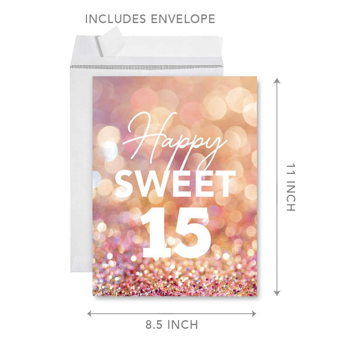Andaz Press Jumbo Happy Birthday Card for Sweet 15th Birthday - 8.5