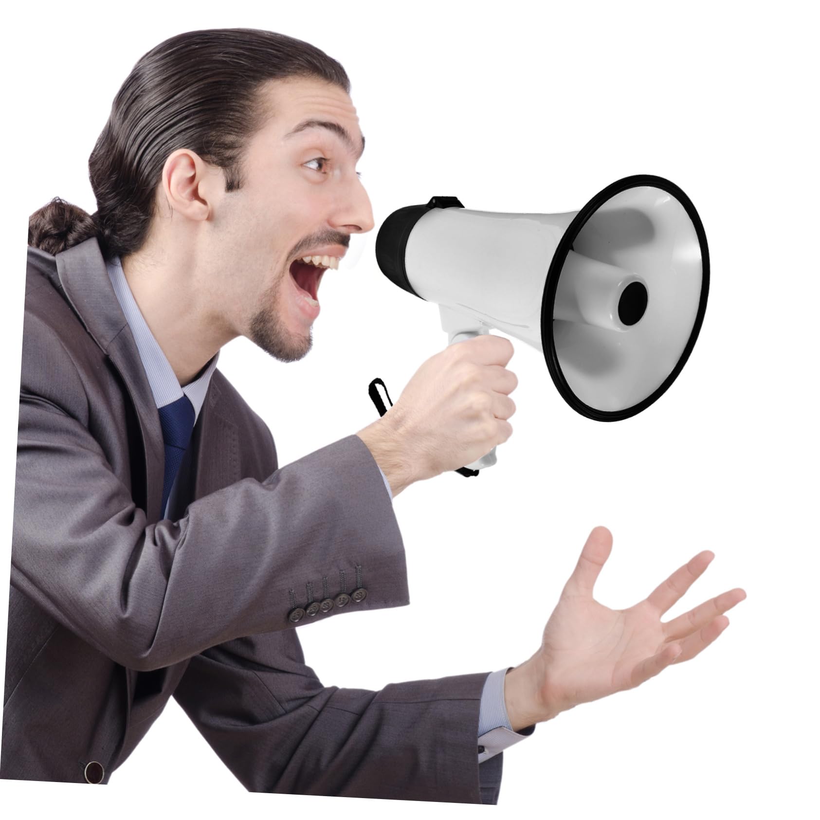 Gogogmee 1PC Wireless Microphone Speaker - Portable Mini Megaphone with Rechargeable Battery, Bullhorn & Air Horn Function - White | Perfect for Outdoor Events, Sports Games & Emergency Situations