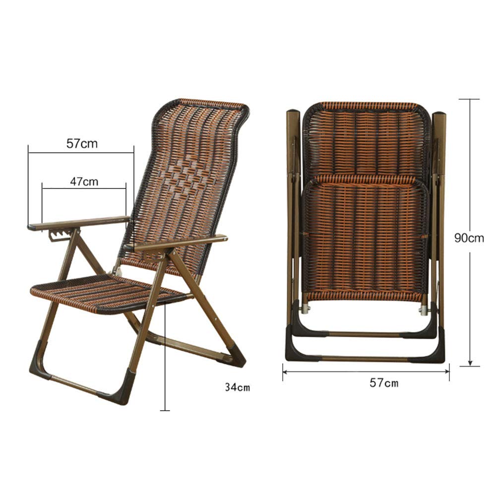 Foldable Recliner Chair with Bamboo Mat & Backrest - Portable Wicker Lounge Chair for Office, Living Room, Patio, and Summer Relaxation