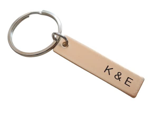 Personalized Bronze Keychain with Engraved Initials - Custom Couples Gift for Anniversary, Wedding, Boyfriend & Girlfriend - Perfect for Romantic Gifts, Travel Accessories & Everyday Carry