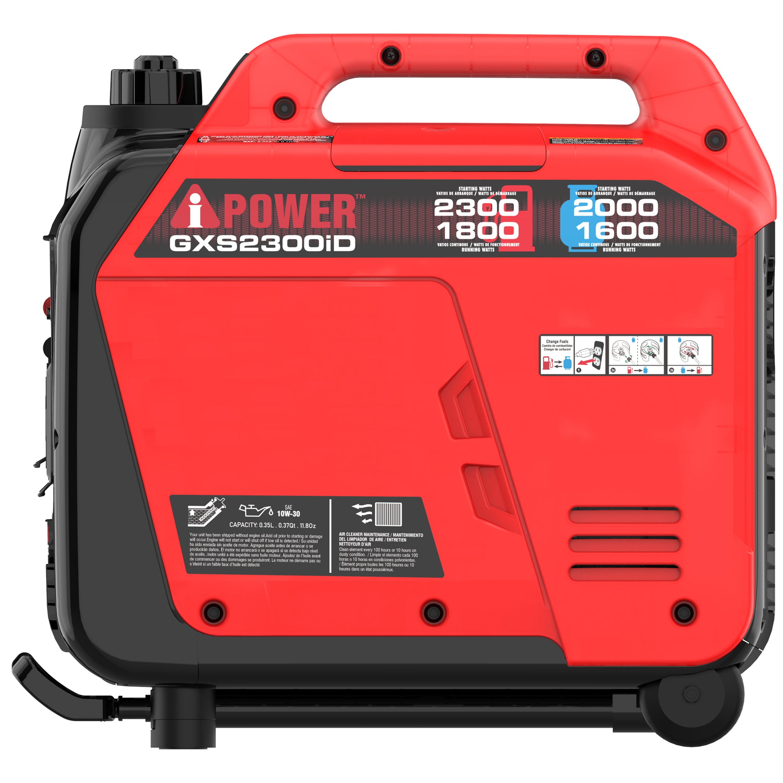 iPower GXS2300iD 1800W/2300W Dual Fuel Portable Inverter Generator - Gas & Propane Powered, Low THD, CO Alert - Perfect for Camping, RV Trips & Emergency Power Backup