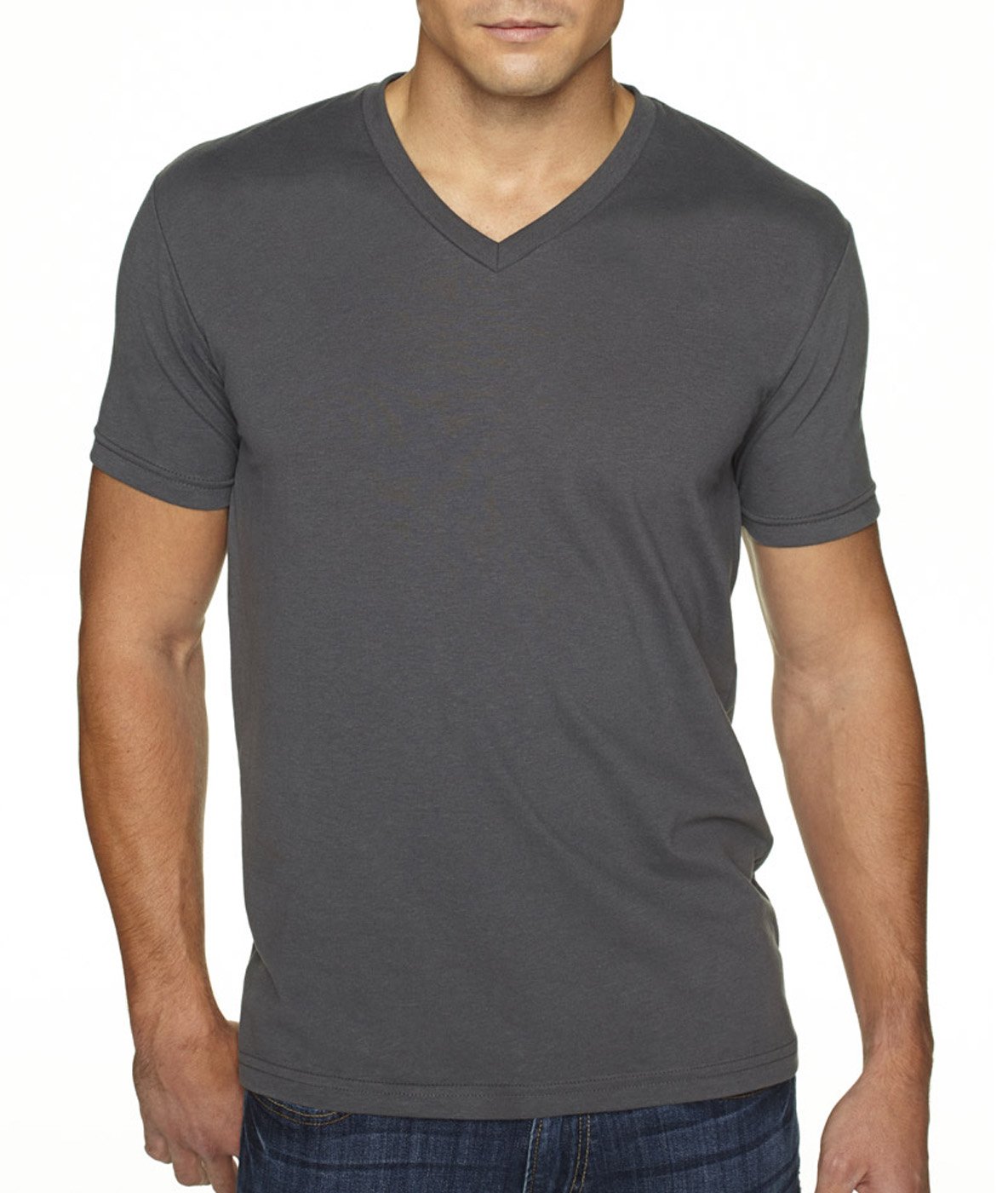 Next Level Apparel 6440 Men's Premium Fitted Sueded V-Neck T-Shirt 2 Pack - Cardinal & Heavy Metal (XS) - Soft Casual Tees for Everyday Wear & Layering