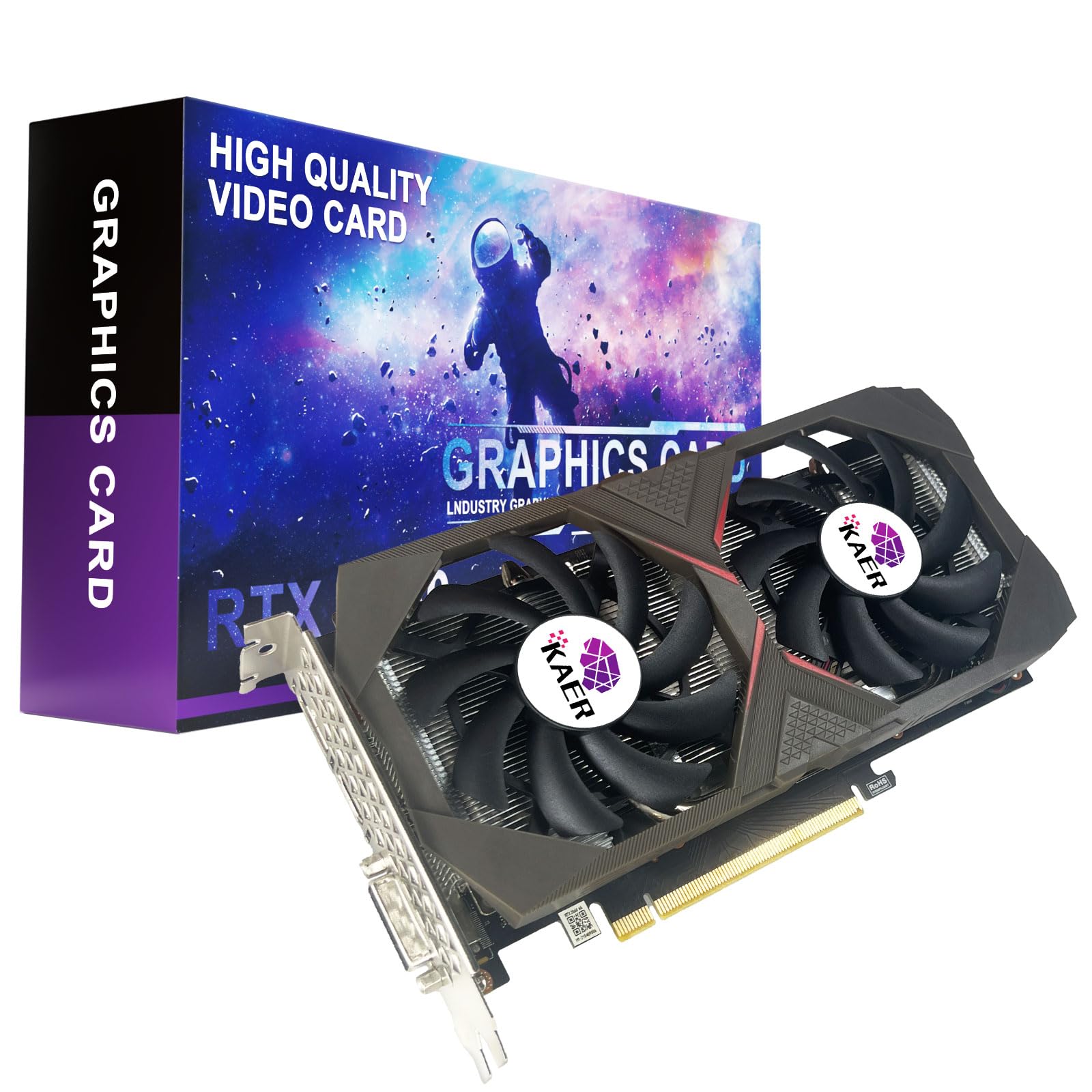 KAER Gaming GeForce RTX 2060 6GB GDDR6 192-Bit Graphics Card with Ray Tracing, Dual Fan Cooling, HDMI/DP/DVI Ports, 1680MHz Boost Clock - Perfect for 1080p Gaming, VR, and Content Creation