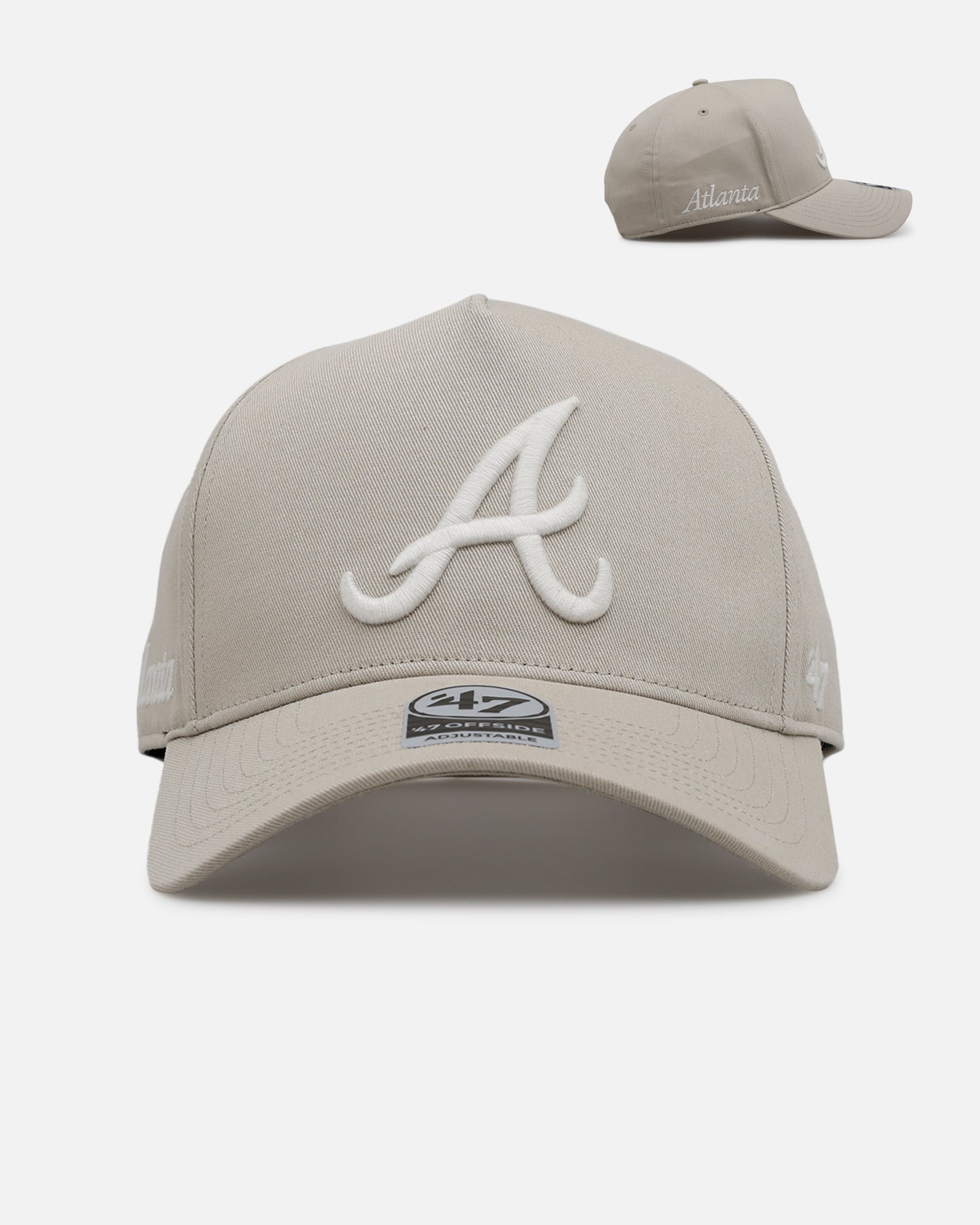47 Brand Atlanta Braves 'Contemporary Basics' Offside DT Snapback Tan Cap - Stylish Baseball Hat for Men & Women - Perfect for Sports Games, Casual Outfits, and Fan Gear Collection