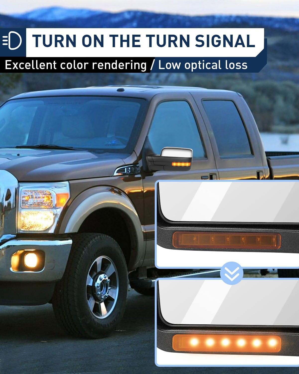 ECCPP Power Heated Towing Mirrors for 2004-2014 Ford F-150 - Left & Right Side with Turn Signal, Puddle Light, Chrome Cap & Manual Folding - Perfect for Towing, Off-Roading & Night Driving