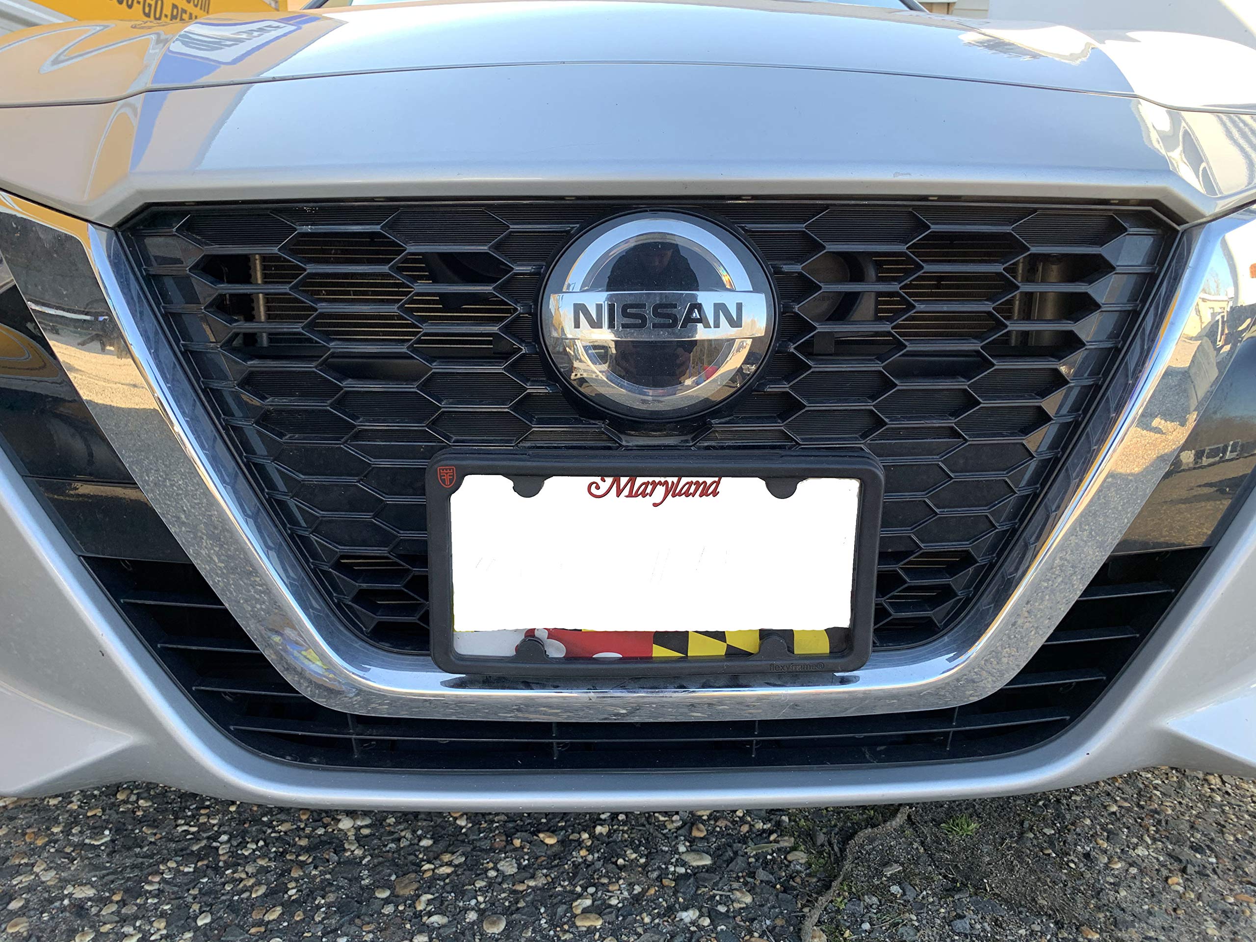 NASA-Style Rubber License Plate Frame for Nissan - Durable Bumper Guard for Cars & Trucks