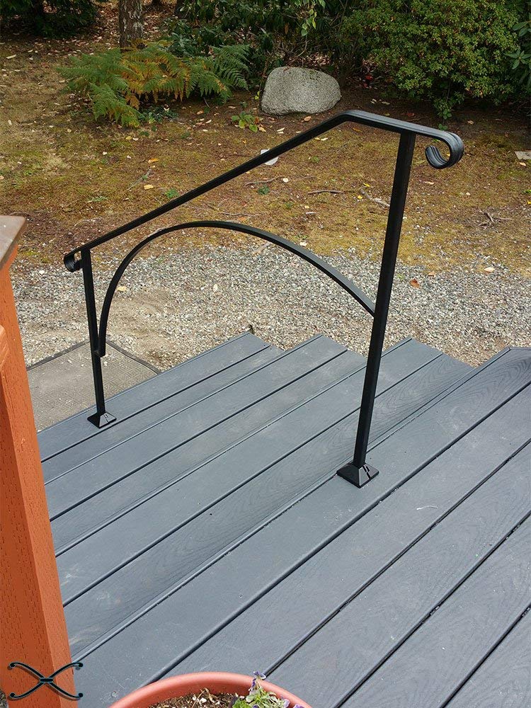 Iron X Handrail Arch #4 for Wood or Composite Steps - Durable Outdoor Stair Railing for Decks, Porches, and Patios