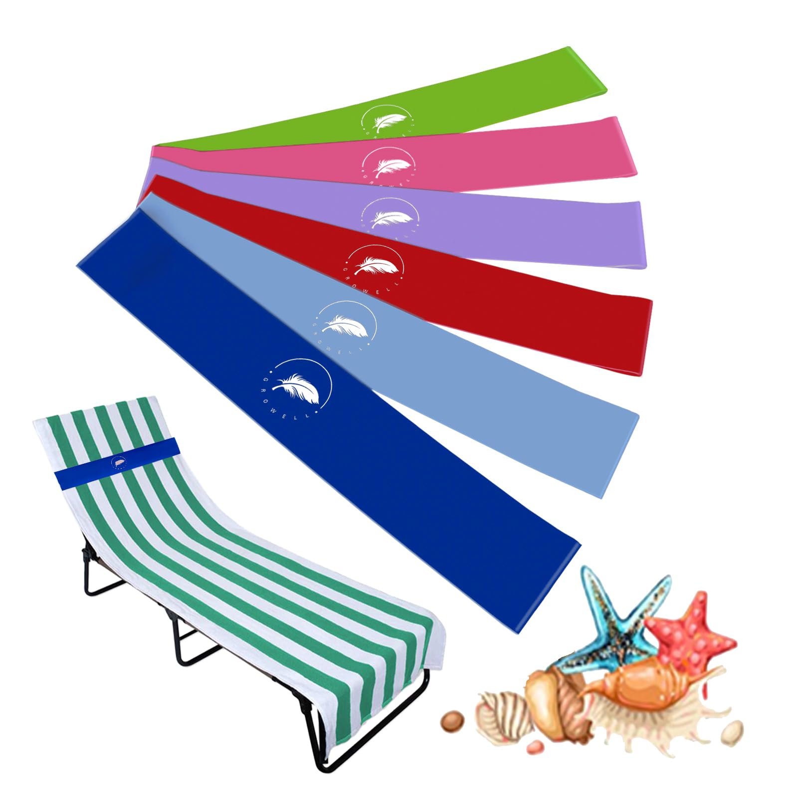 Stretchable Beach Towel Clips (6 Pack) - Elastic Towel Holders for Pool, Cruise & Lounge Chairs - Assorted 6 Colors - Perfect for Beach Vacations, Swimming Pools & Cruise Ship Essentials