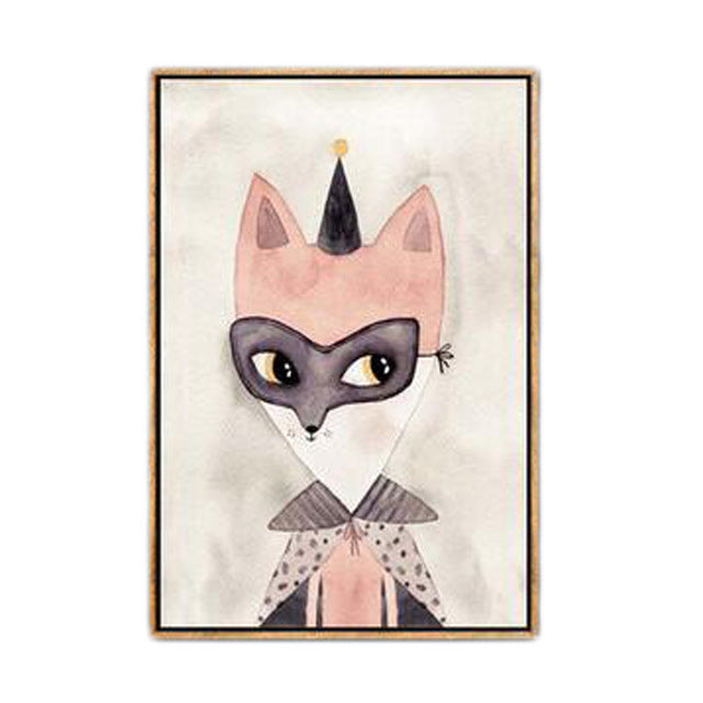 Nordic Rabbit Girl Canvas Wall Art - Hand-Painted Modern Home Decor for Living Room, Bedroom & Office - Perfect for Boho & Scandinavian Style Interiors