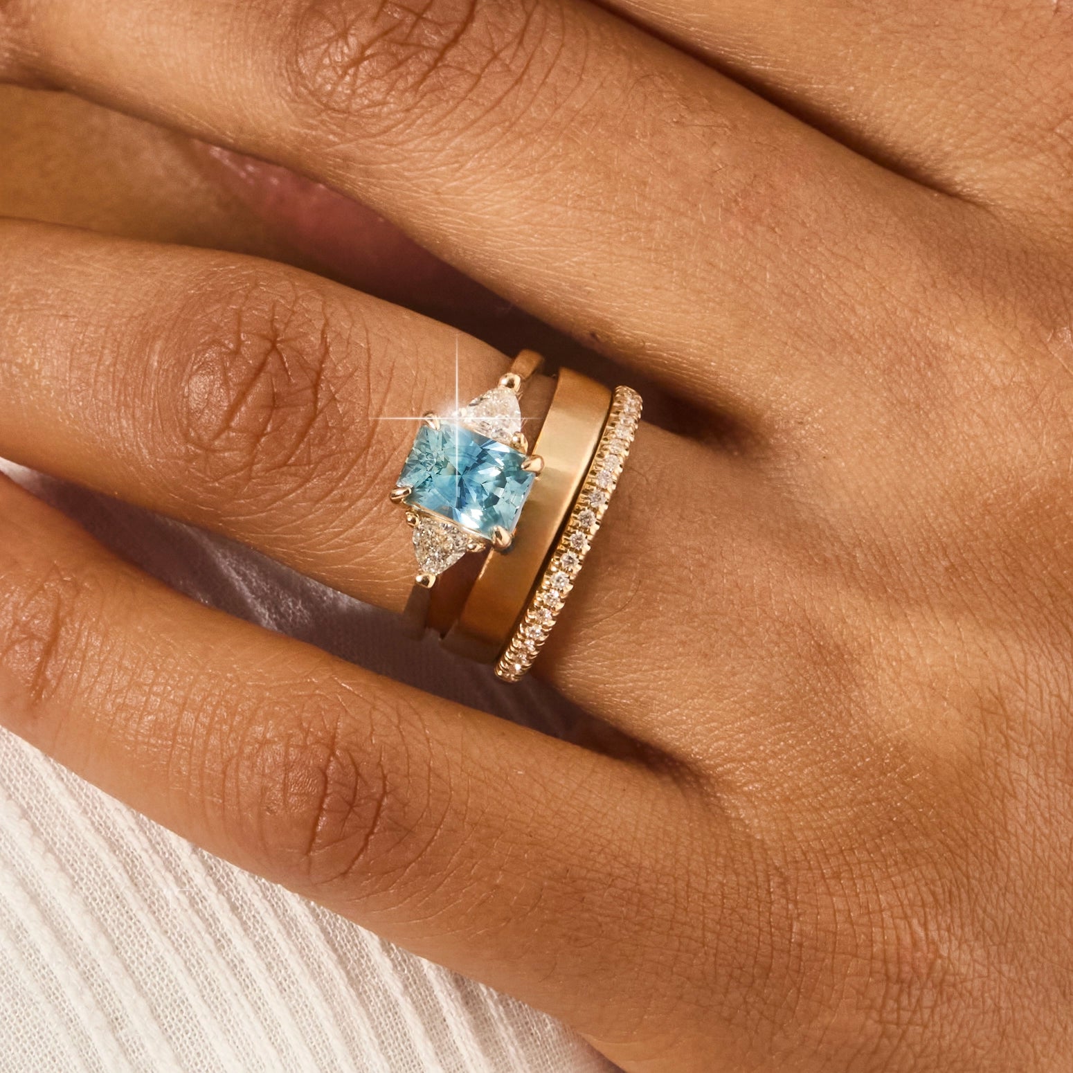 Twilight’s Whisper Unique 14K Yellow Gold Ring with Radiant Cut Sapphire – Perfect for Evening Galas, Weddings & Special Occasions
