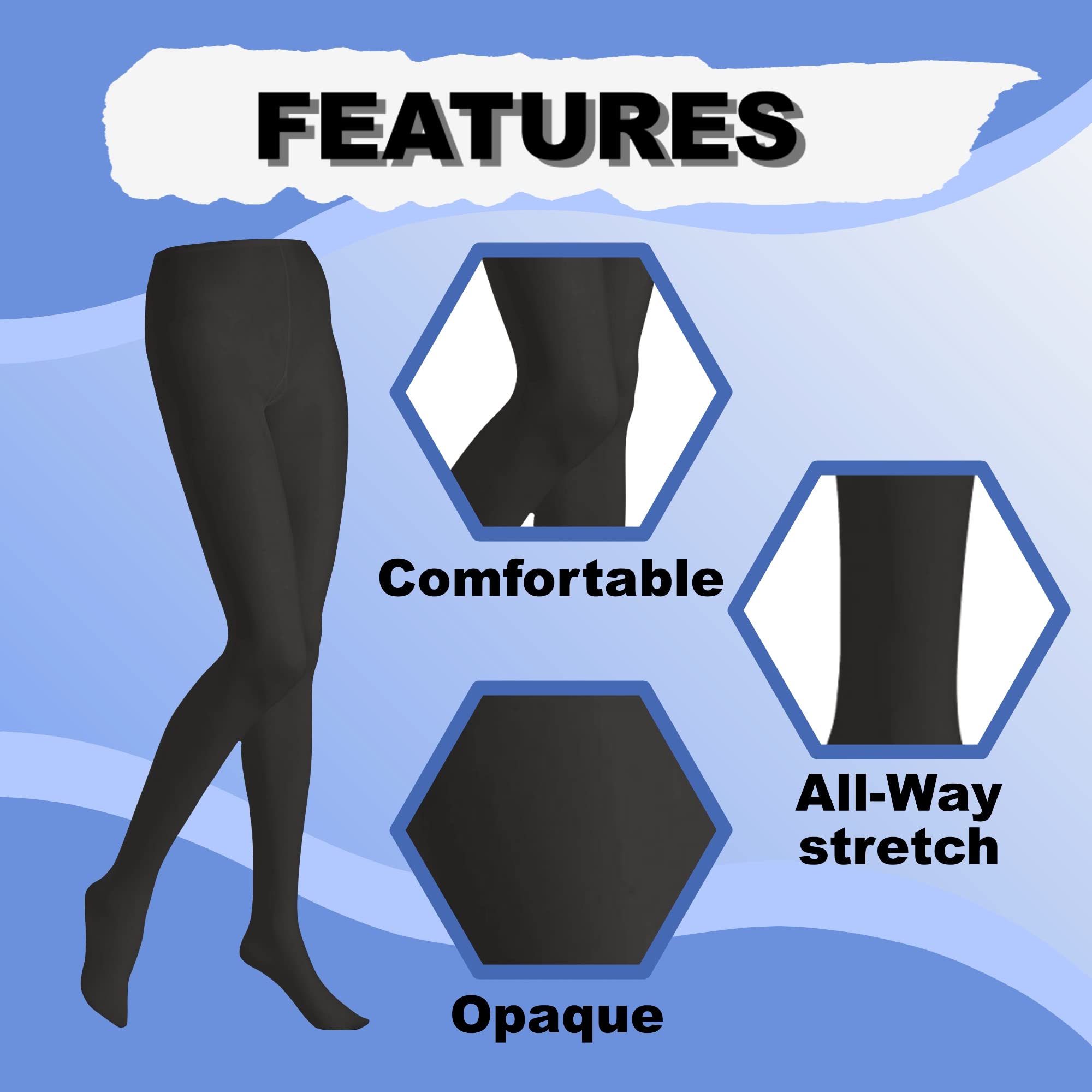 Butterfly EMEM Women's Plus Size Queen Opaque Footed Tights - Comfortable & Stretchy Leggings for Work, Yoga, and Everyday Wear