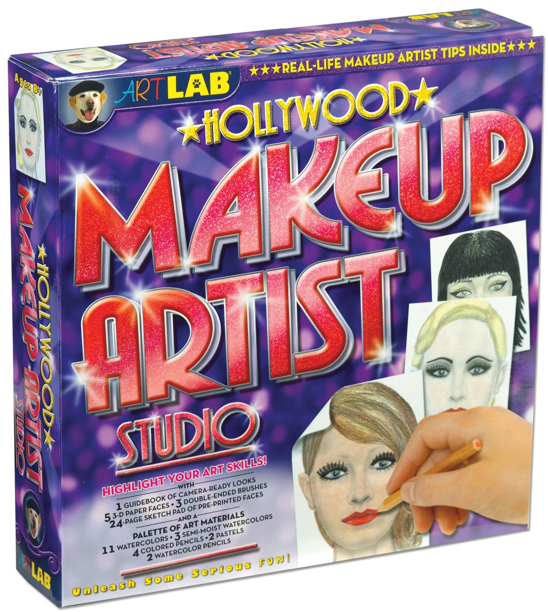 SmartLab Toys Hollywood Makeup Artist Studio - Kids Makeup Kit for Creative Play, Birthday Gifts & Dress-Up Fun - Perfect for Aspiring Young Makeup Artists & Pretend Play