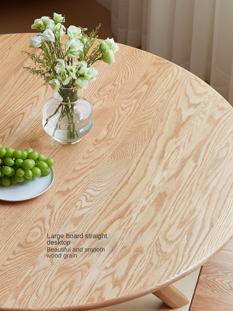 Solid Oak Wood Round Dining Table - 42 Inch Farmhouse Kitchen Table for 6 - Perfect for Family Gatherings & Dinner Parties