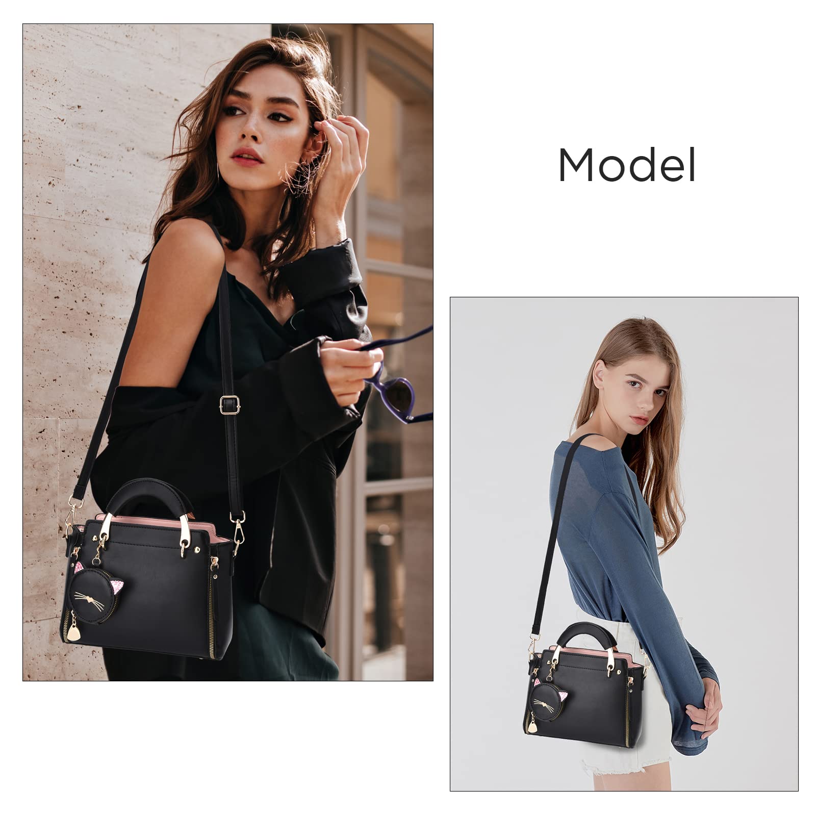 Stylish Women's Top Handle Crossbody Shoulder Bag - Cute Kitty Purse for Girls & Ladies | Fashionable Small Handbag for Daily Use, Work, Shopping & Parties