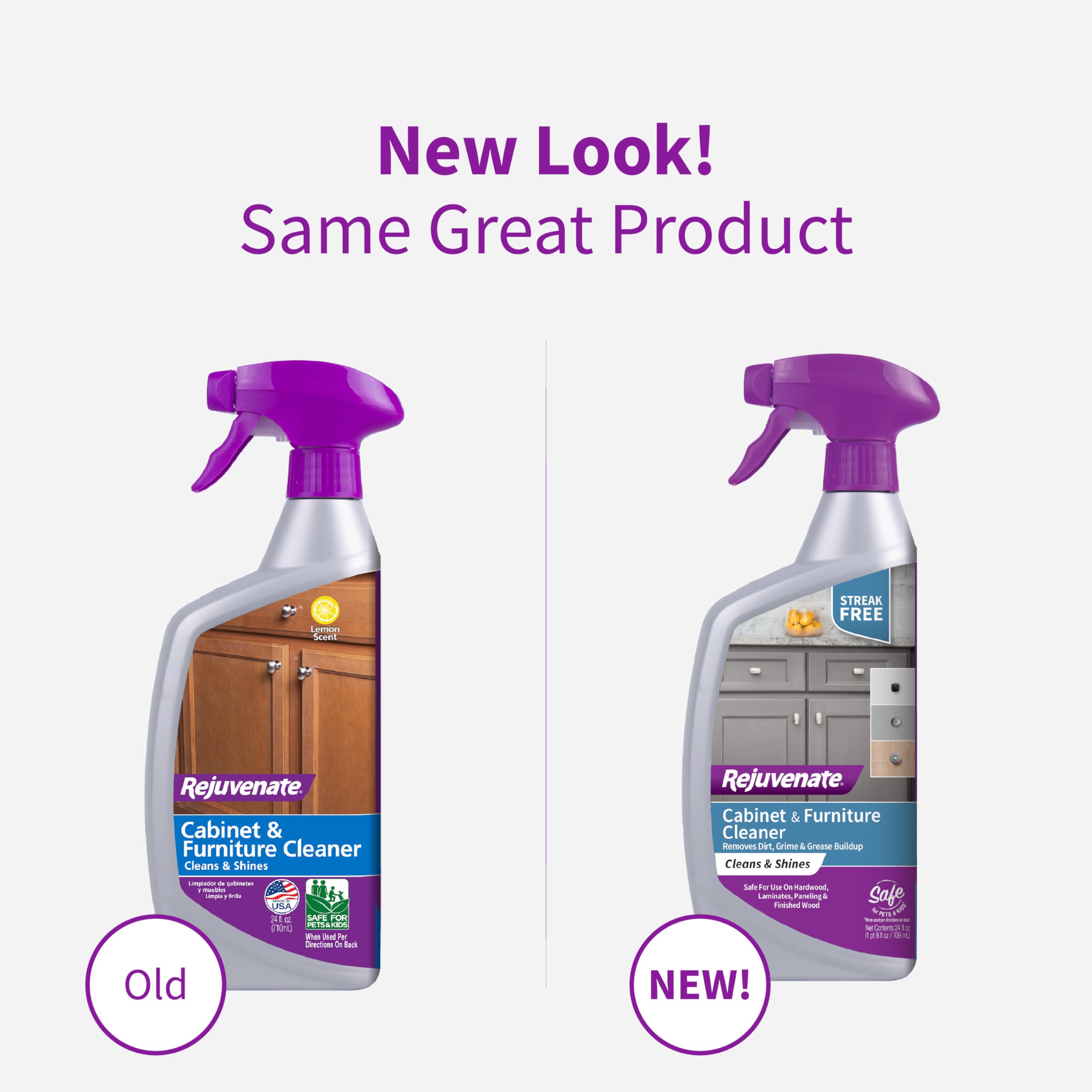 Rejuvenate Cabinet & Furniture Cleaner – 24 oz | Removes Dirt, Grime & Grease | Restores Shine | Safe for Wood, Laminate & More | Perfect for Kitchen Cabinets, Tables & Home Furniture