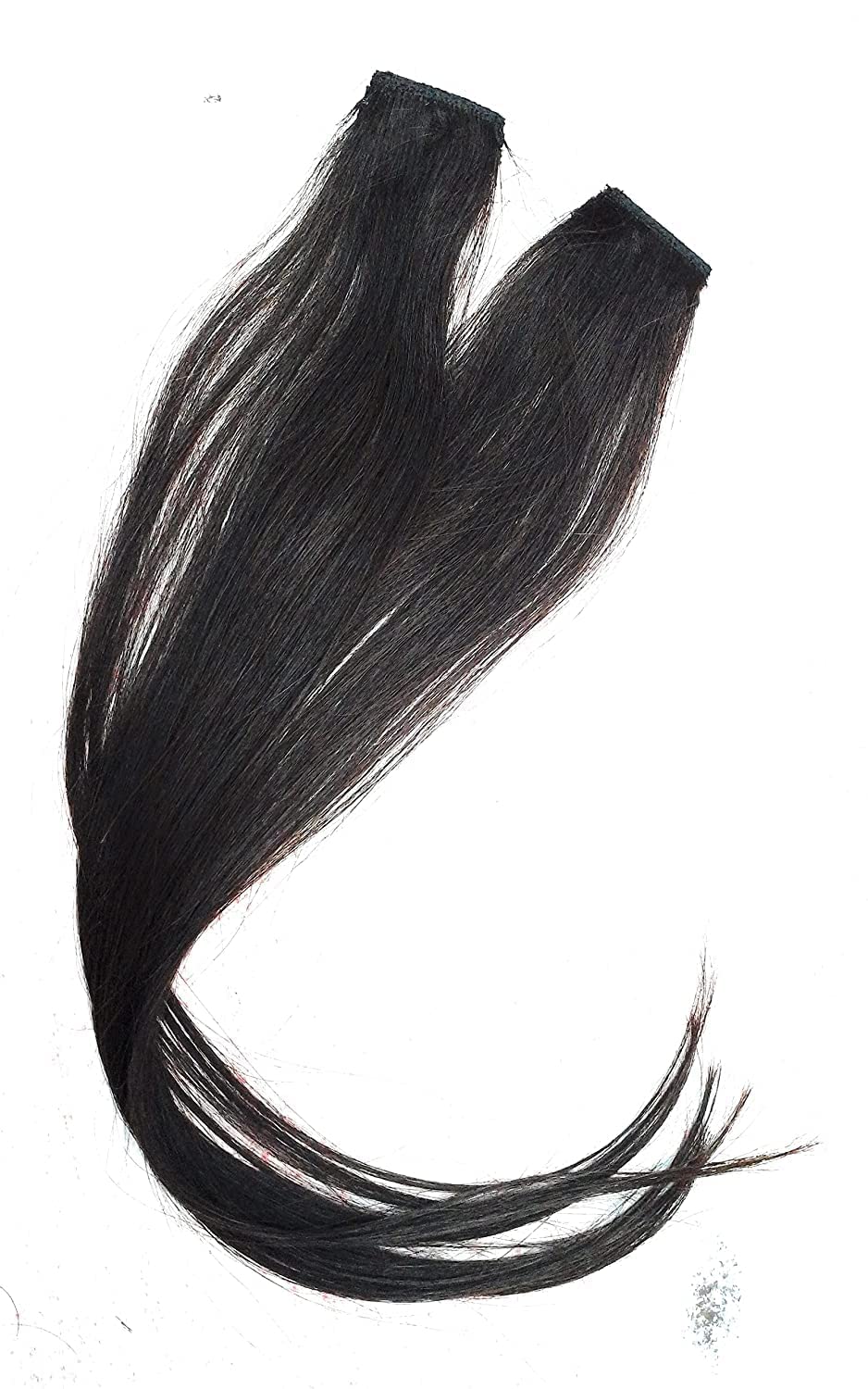 LUXURIUSHAIR 2Pcs Clip-in Human Hair Side Bangs - 18 Inch Wavy Fringe Hair Extensions for Women (Natural Black) | Perfect for Daily Wear, Cosplay & Hairstyle Transformation